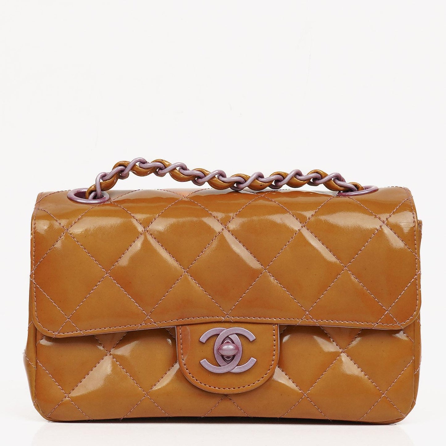 Chanel Mini Rectangular Flap Bag In Quilted Patent Leather