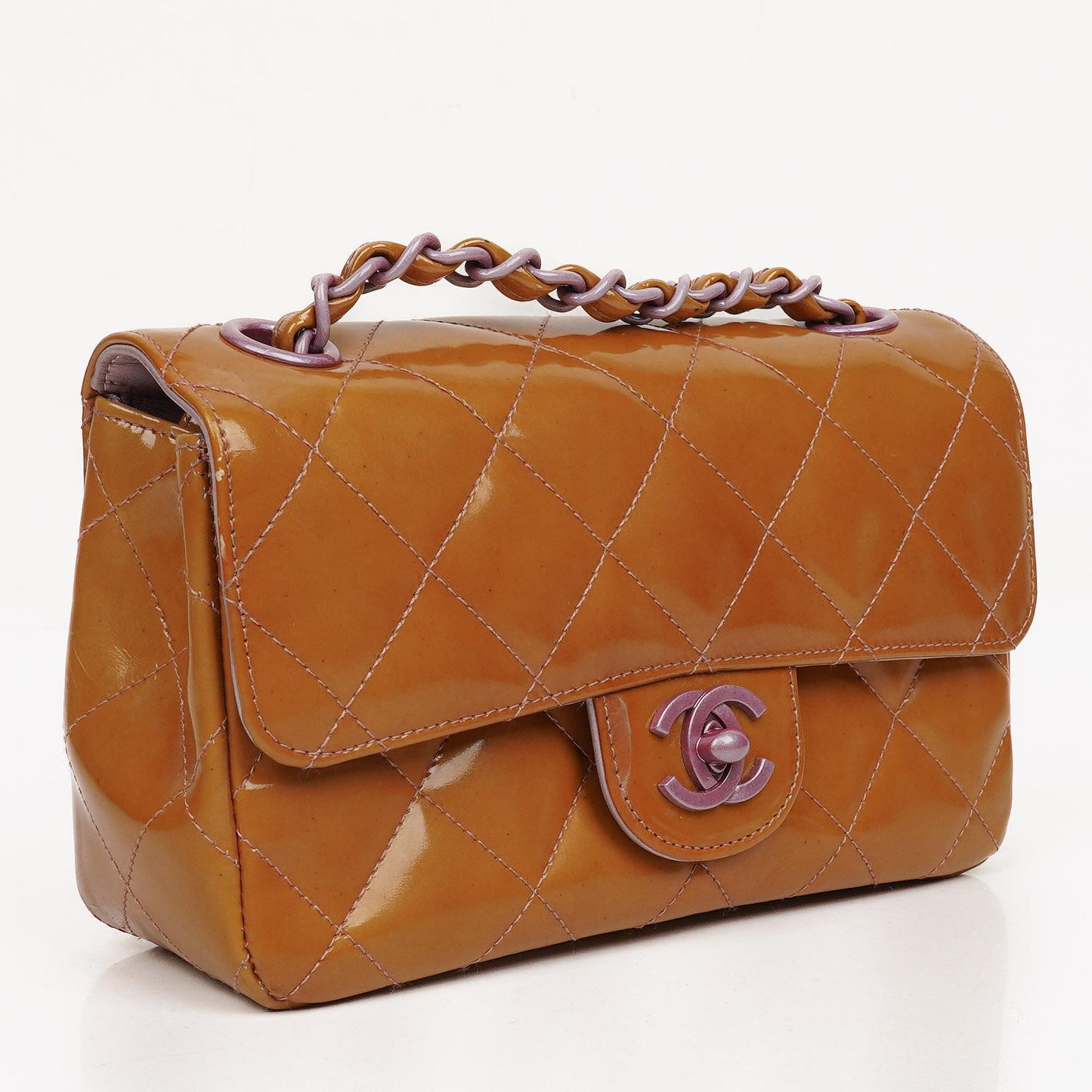 Chanel Mini Rectangular Flap Bag In Quilted Patent Leather