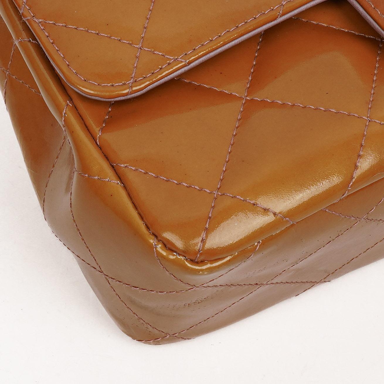 Chanel Mini Rectangular Flap Bag In Quilted Patent Leather