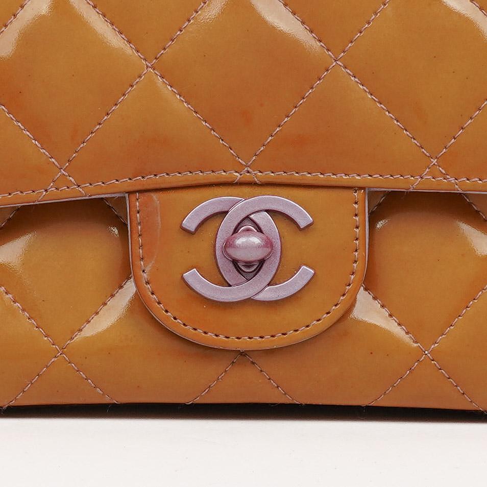 Chanel Mini Rectangular Flap Bag In Quilted Patent Leather