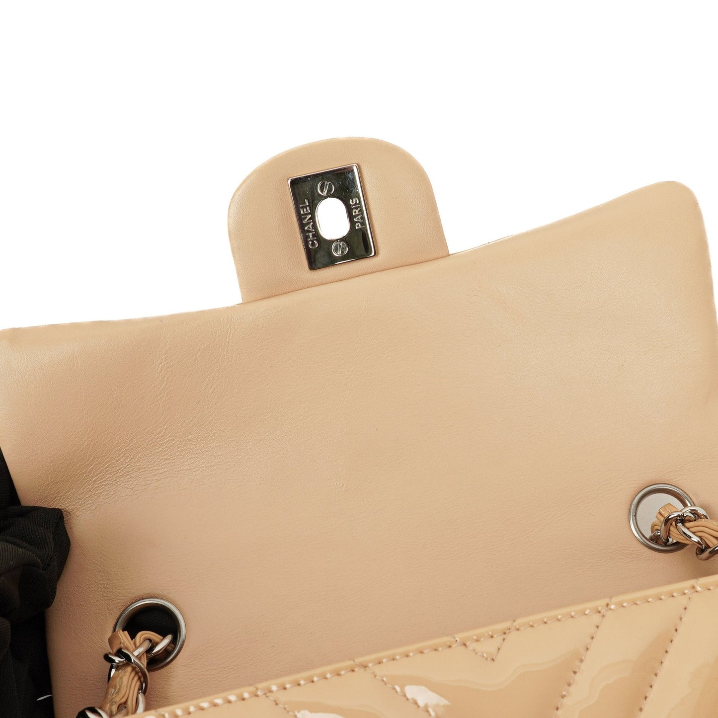 Chanel Mini Rectangular Patent Leather Chevron Single Flap Bag With Silver-Tone Hardware