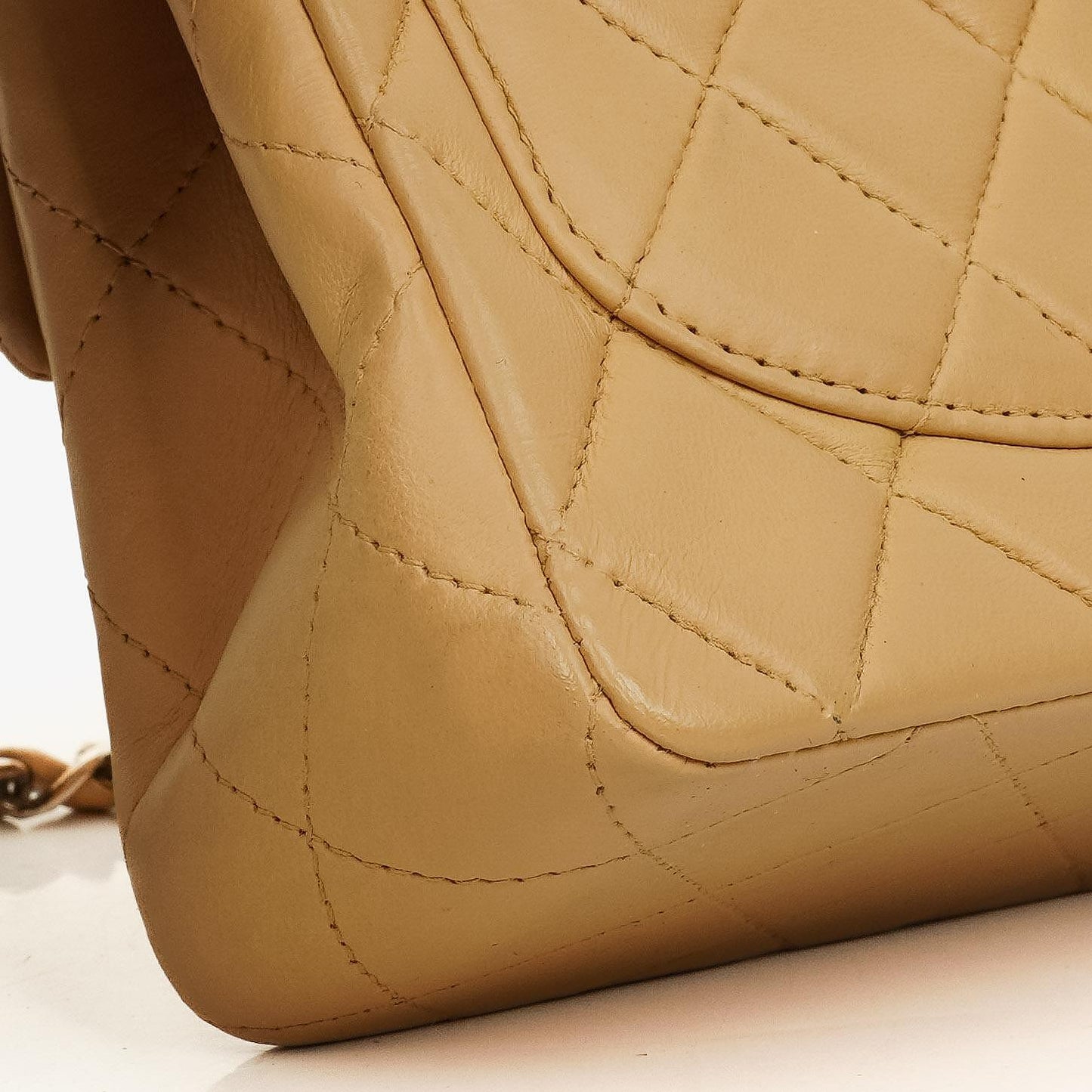 Chanel Mini Square Classic Flap Bag Beige Quilted Lambskin With Silver-Tone Hardware