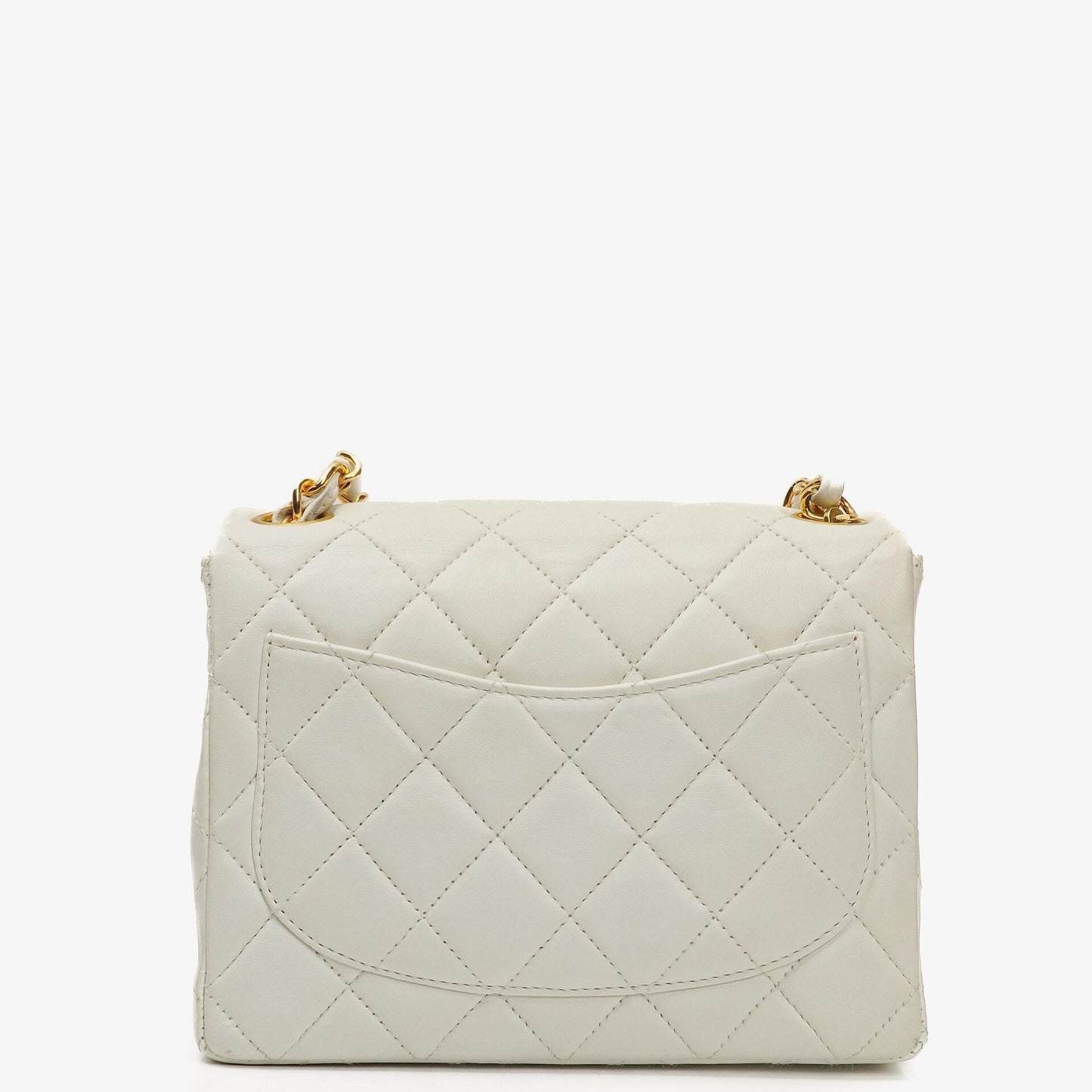 Chanel Mini Square Classic Flap Bag White Quilted Lambskin With 24K Gold-Plated Hardware, 1997-199