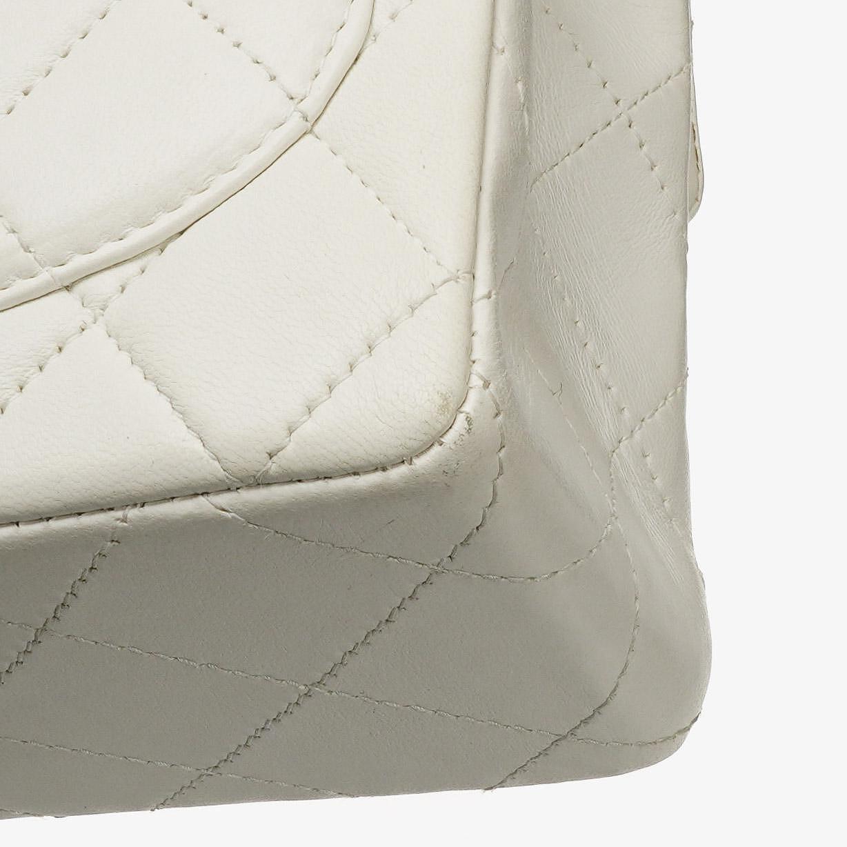 Chanel Mini Square Classic Flap Bag White Quilted Lambskin With 24K Gold-Plated Hardware, 1997-199