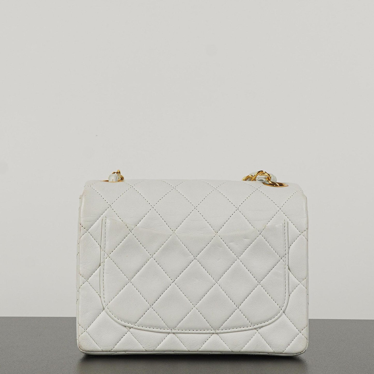 Chanel Mini Square Classic Flap Bag White Quilted Lambskin With 24K Gold-Plated Hardware