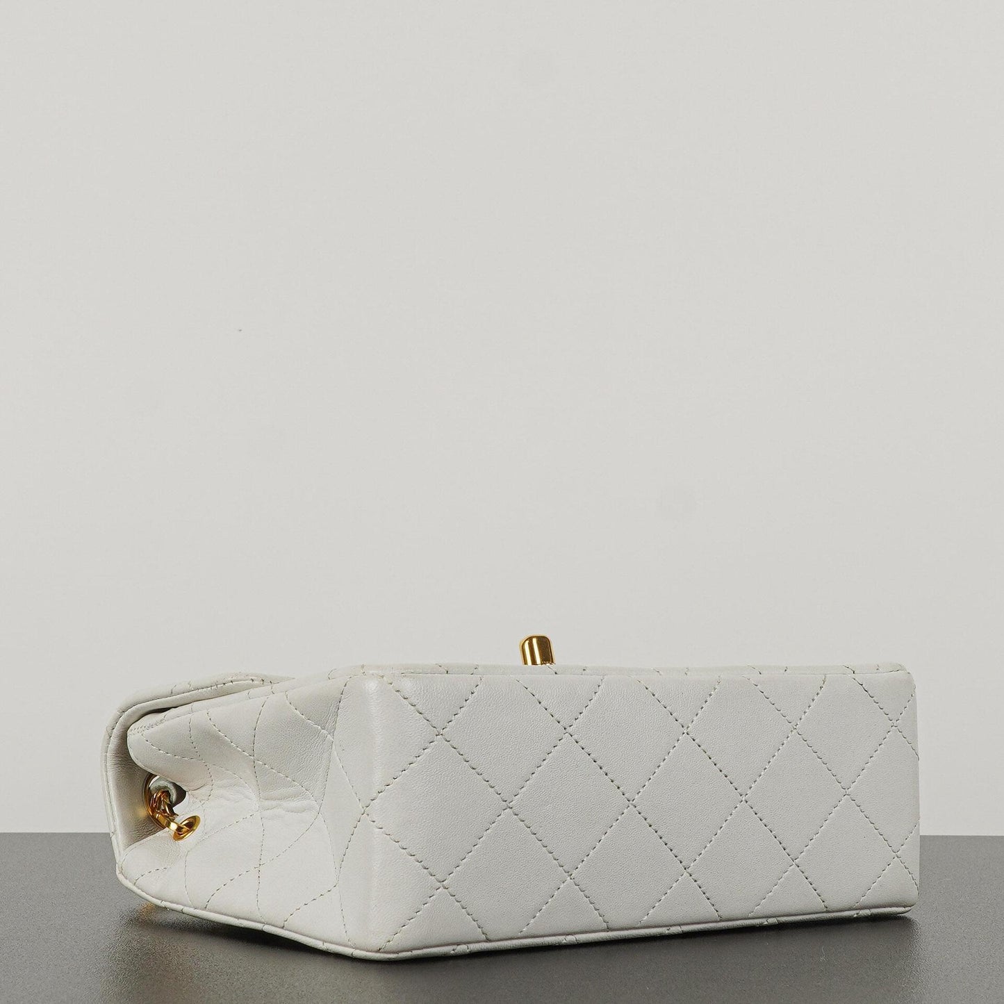 Chanel Mini Square Classic Flap Bag White Quilted Lambskin With 24K Gold-Plated Hardware