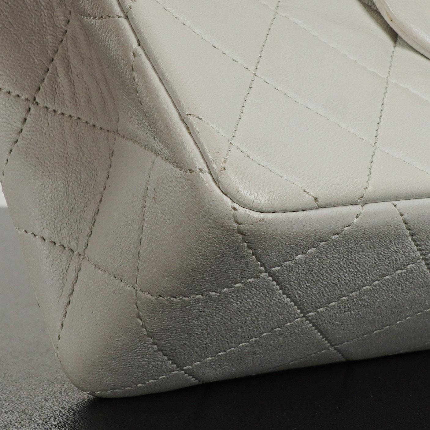 Chanel Mini Square Classic Flap Bag White Quilted Lambskin With 24K Gold-Plated Hardware