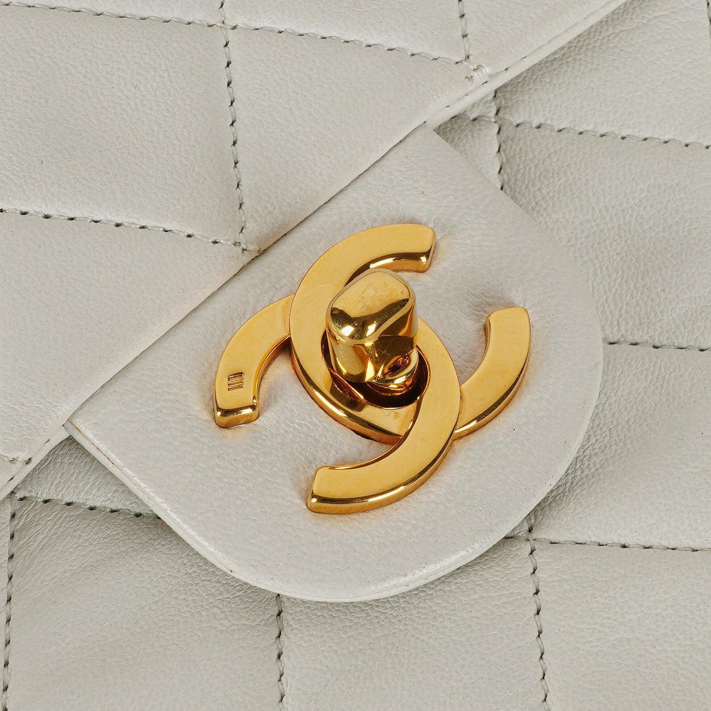 Chanel Mini Square Classic Flap Bag White Quilted Lambskin With 24K Gold-Plated Hardware