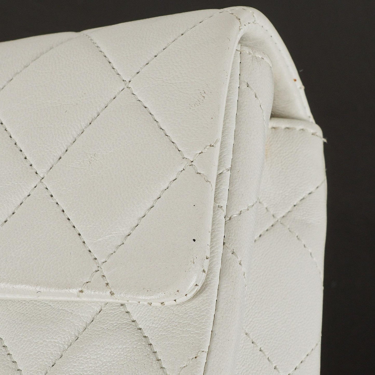 Chanel Mini Square Classic Flap Bag White Quilted Lambskin With 24K Gold-Plated Hardware