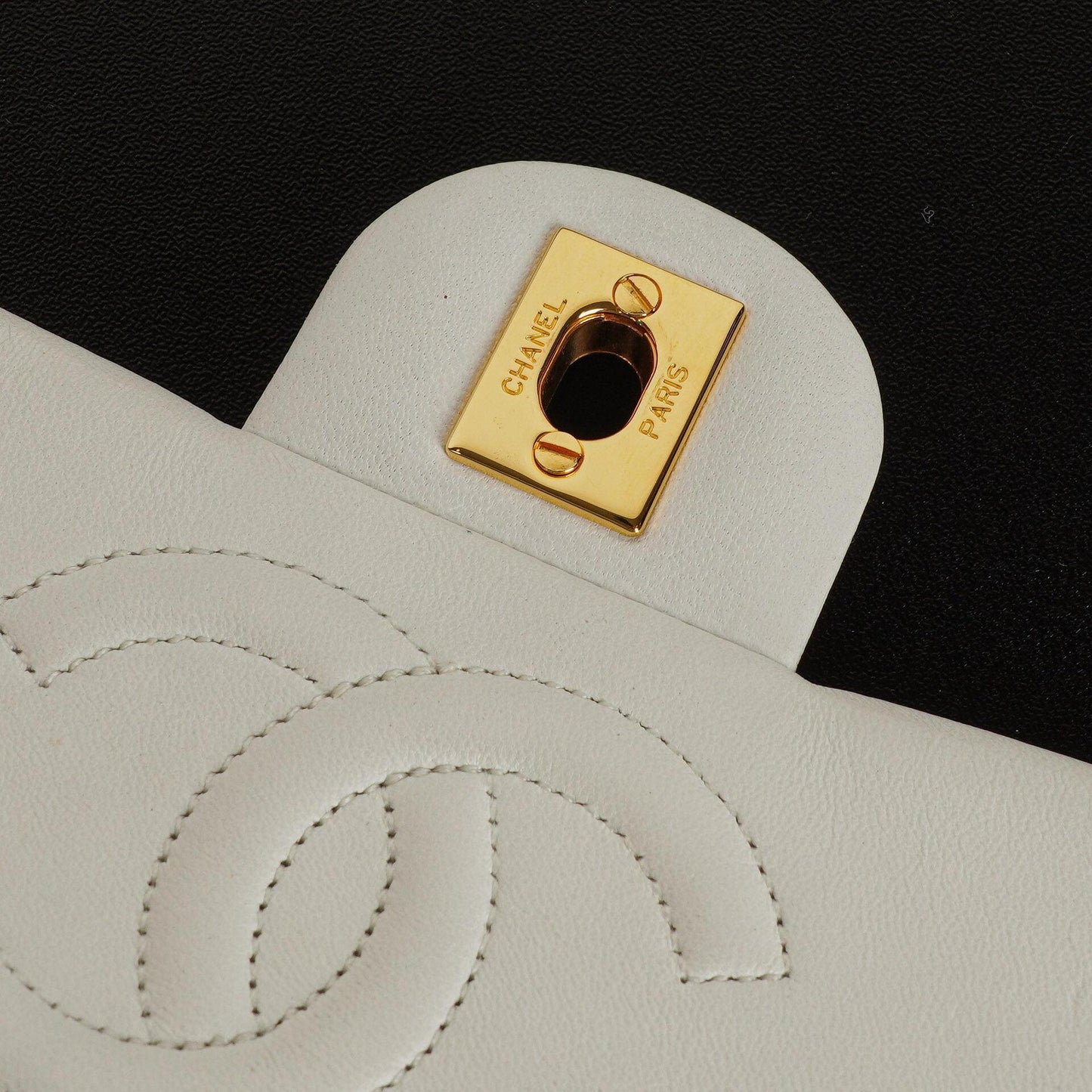 Chanel Mini Square Classic Flap Bag White Quilted Lambskin With 24K Gold-Plated Hardware