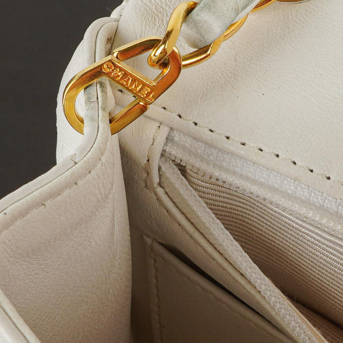 Chanel Mini Square Classic Flap Bag White Quilted Lambskin With 24K Gold-Plated Hardware
