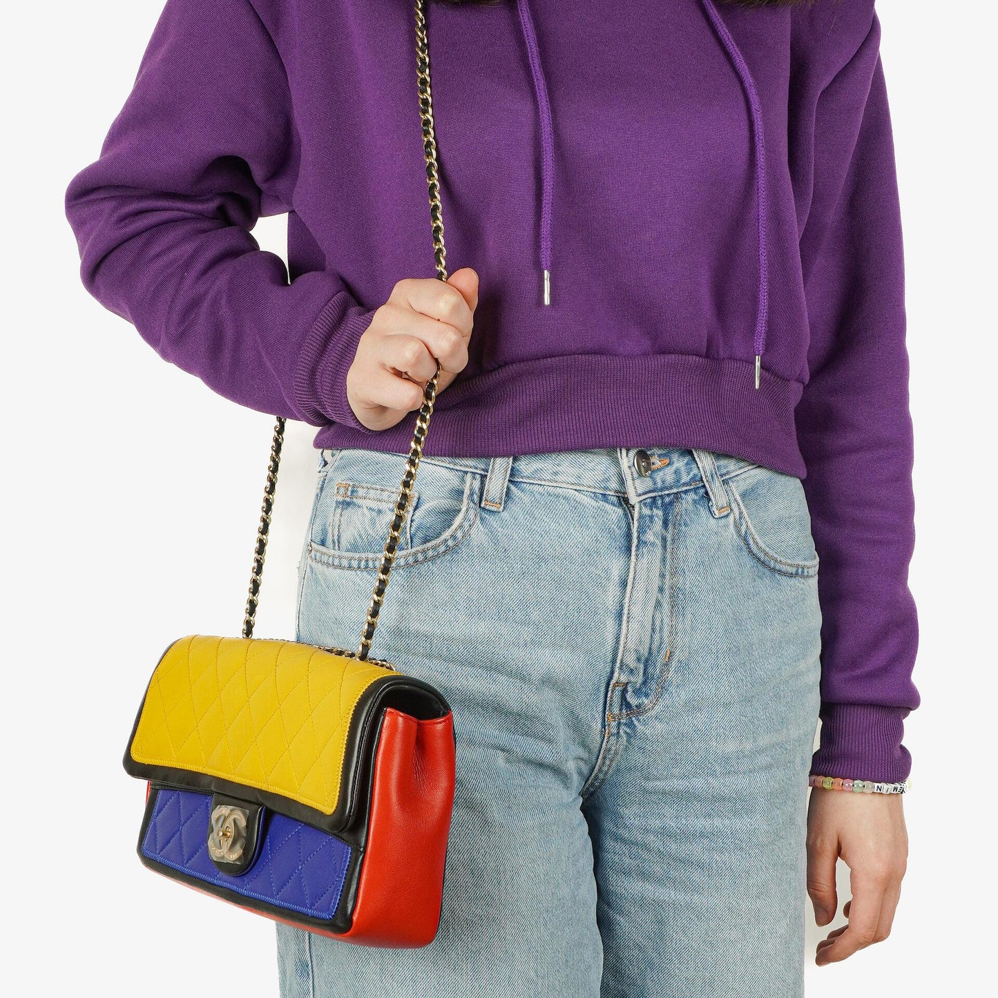 Chanel Multicolor Lambskin Tri-Color Medium Graphic Flap Bag