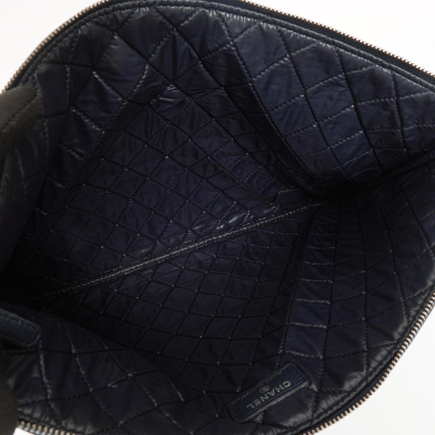 Chanel Navy Lambskin And Olive Green Quilted Patent Leather Large Cosmetic Case, 2014