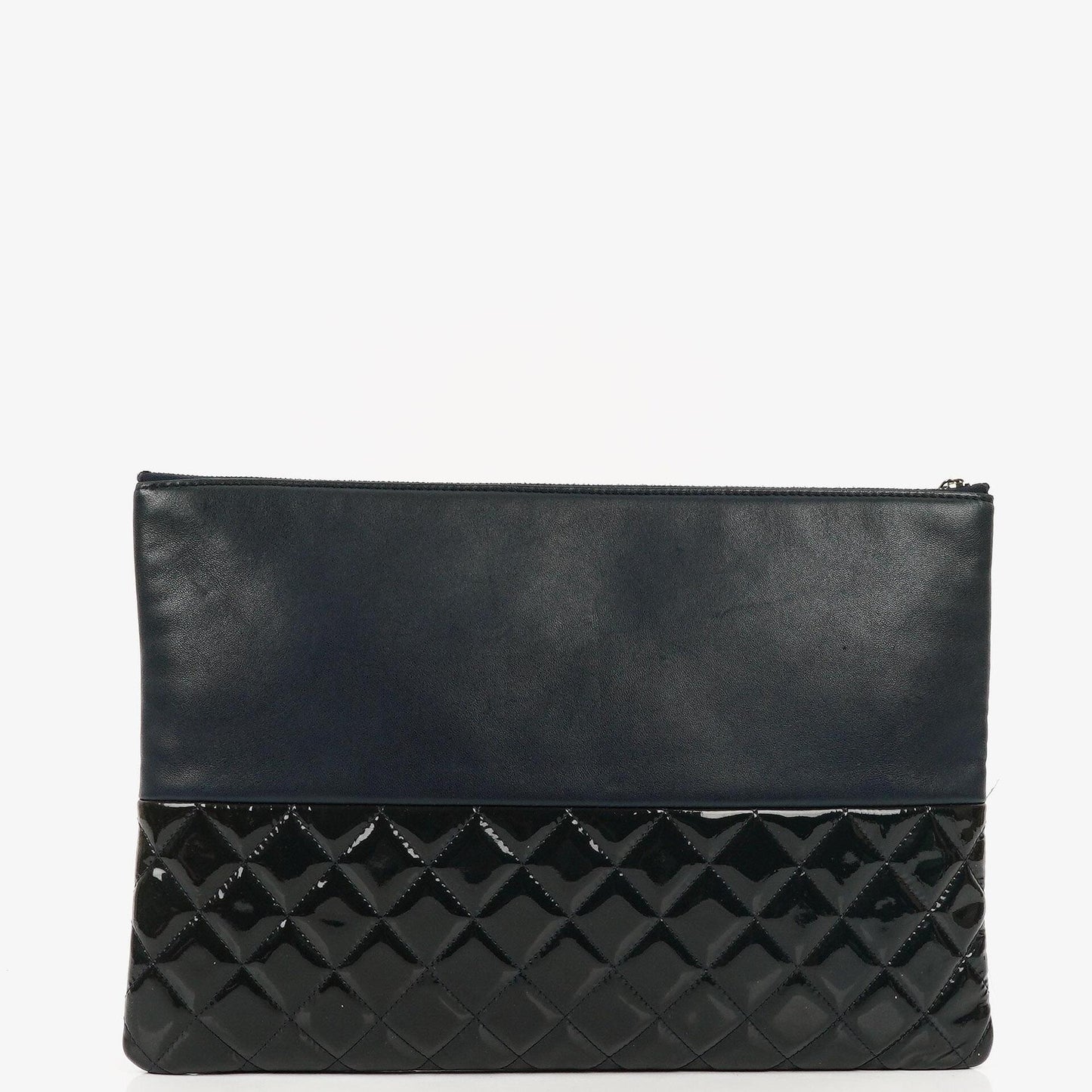 Chanel Navy Lambskin And Olive Green Quilted Patent Leather Large Cosmetic Case, 2014
