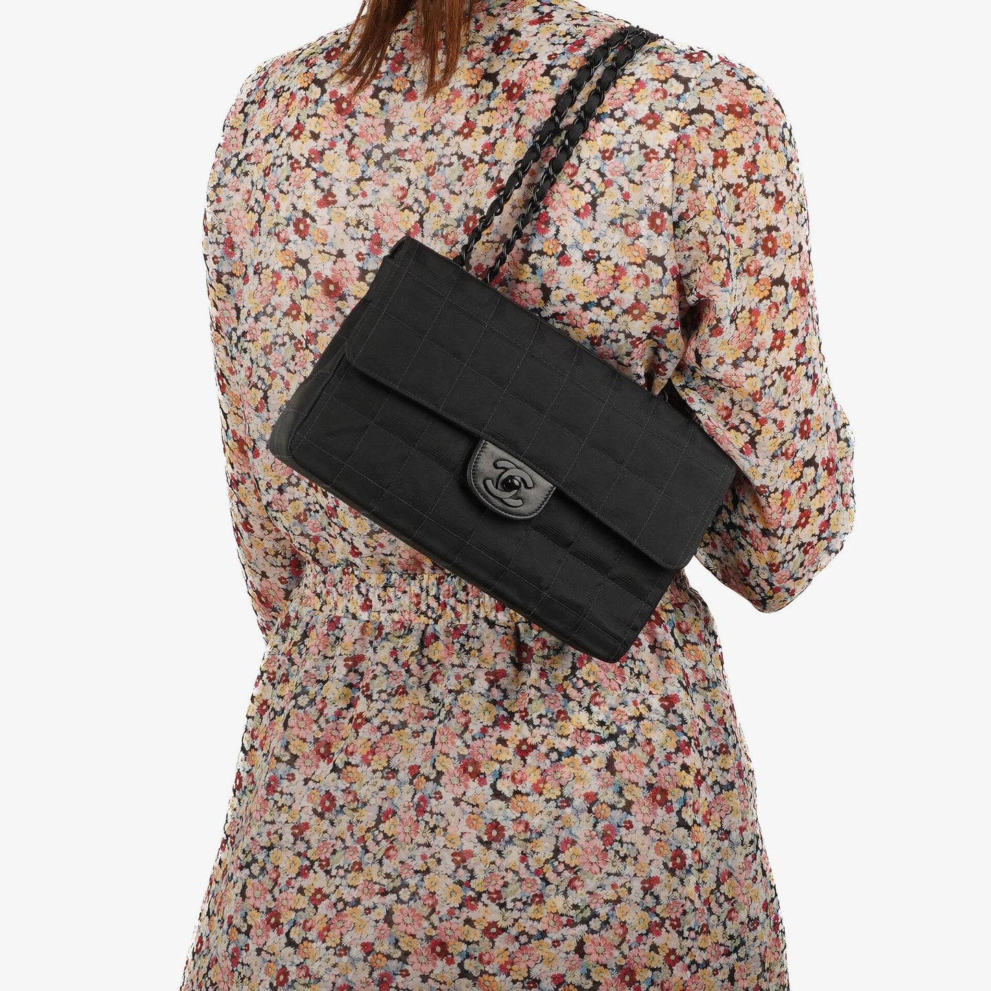 Chanel Nylon Travel Line Medium Classic Flap Bag So Black