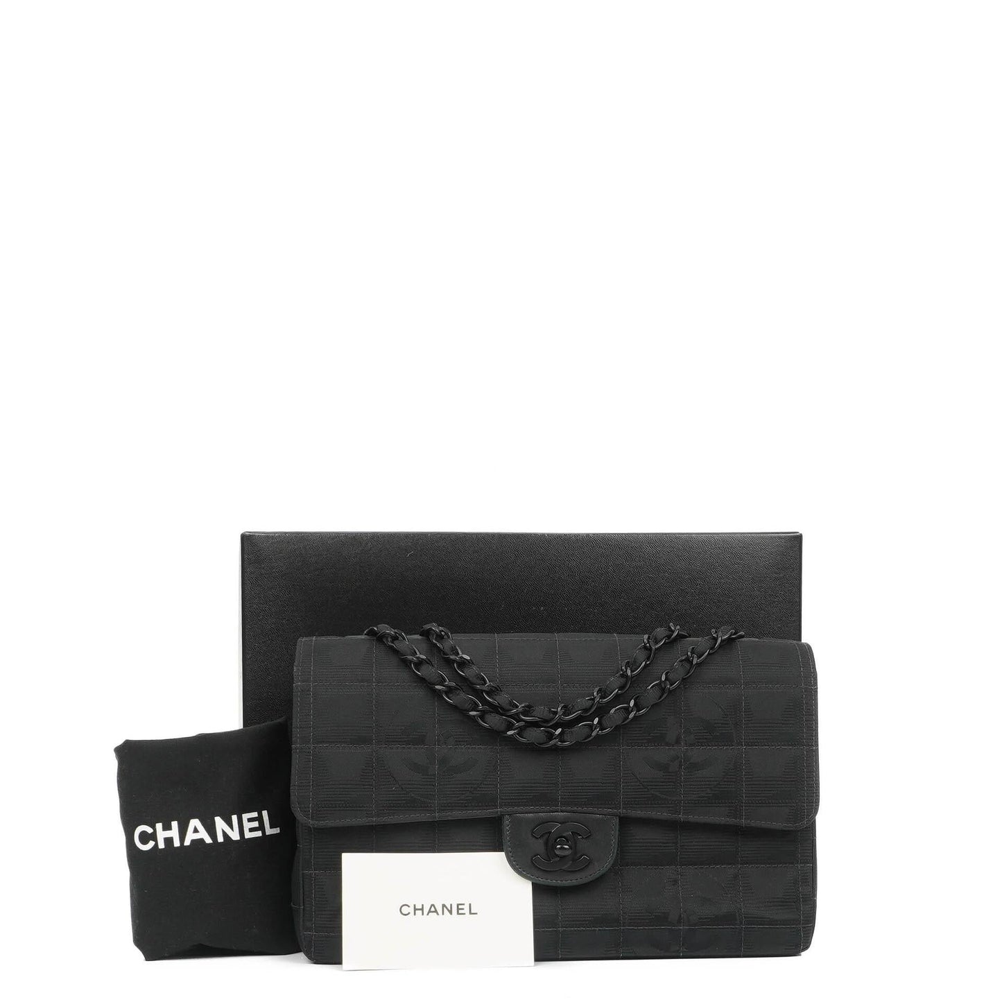 Chanel Nylon Travel Line Medium Classic Flap Bag So Black