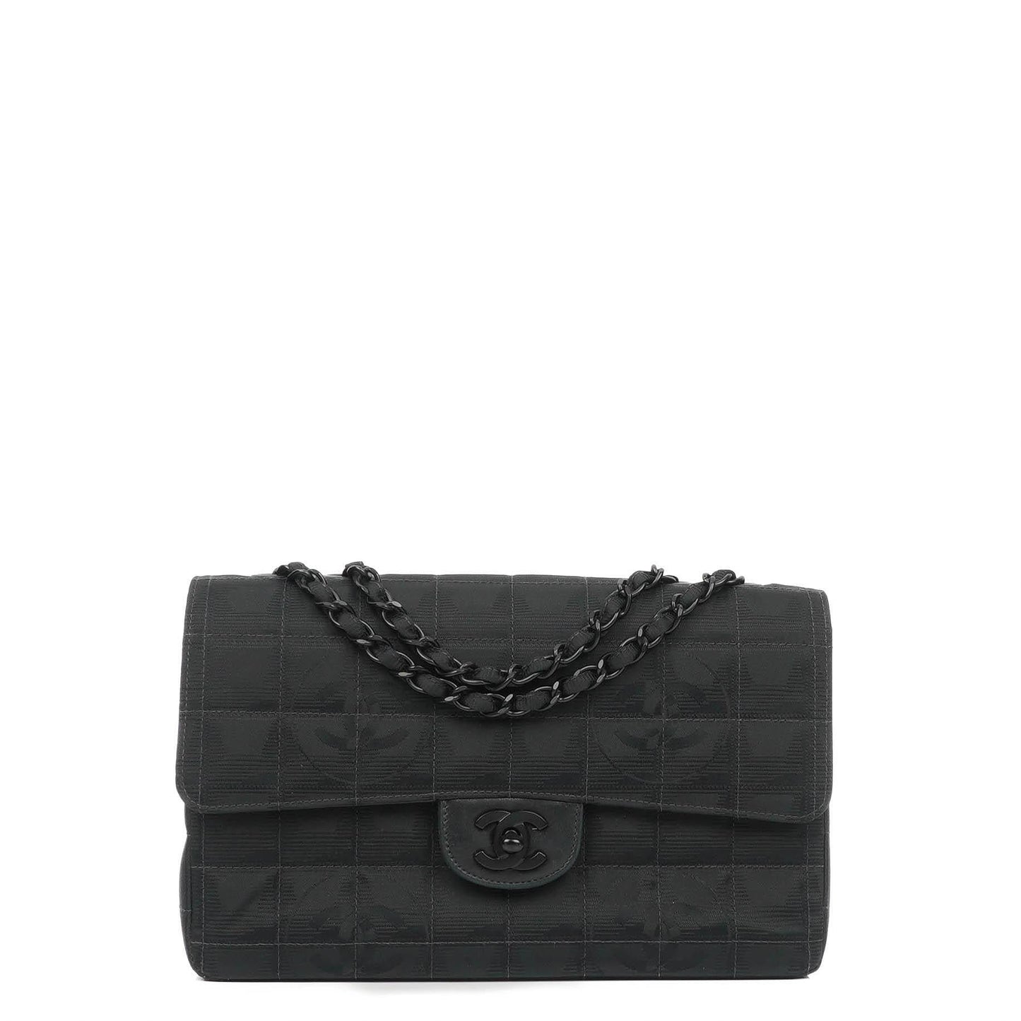 Chanel Nylon Travel Line Medium Classic Flap Bag So Black