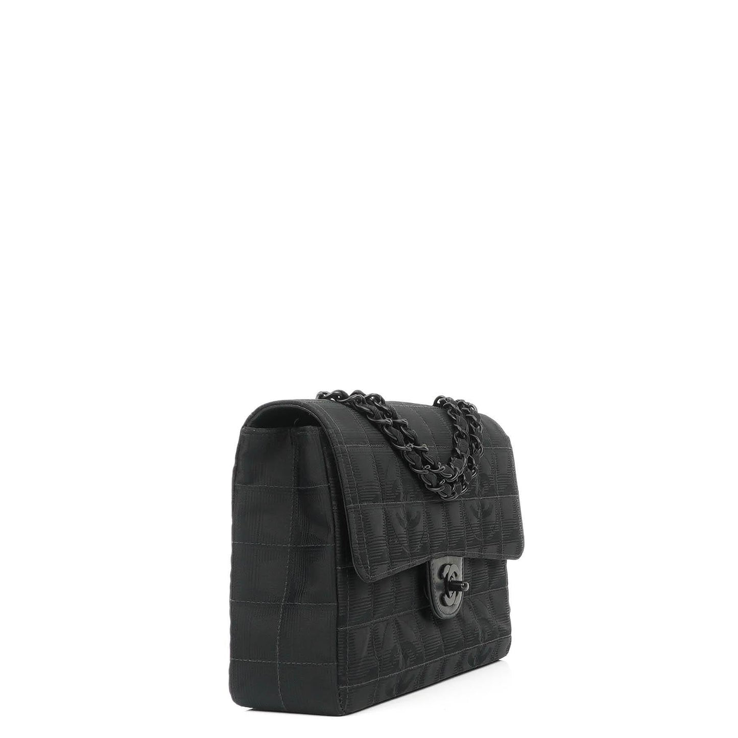 Chanel Nylon Travel Line Medium Classic Flap Bag So Black