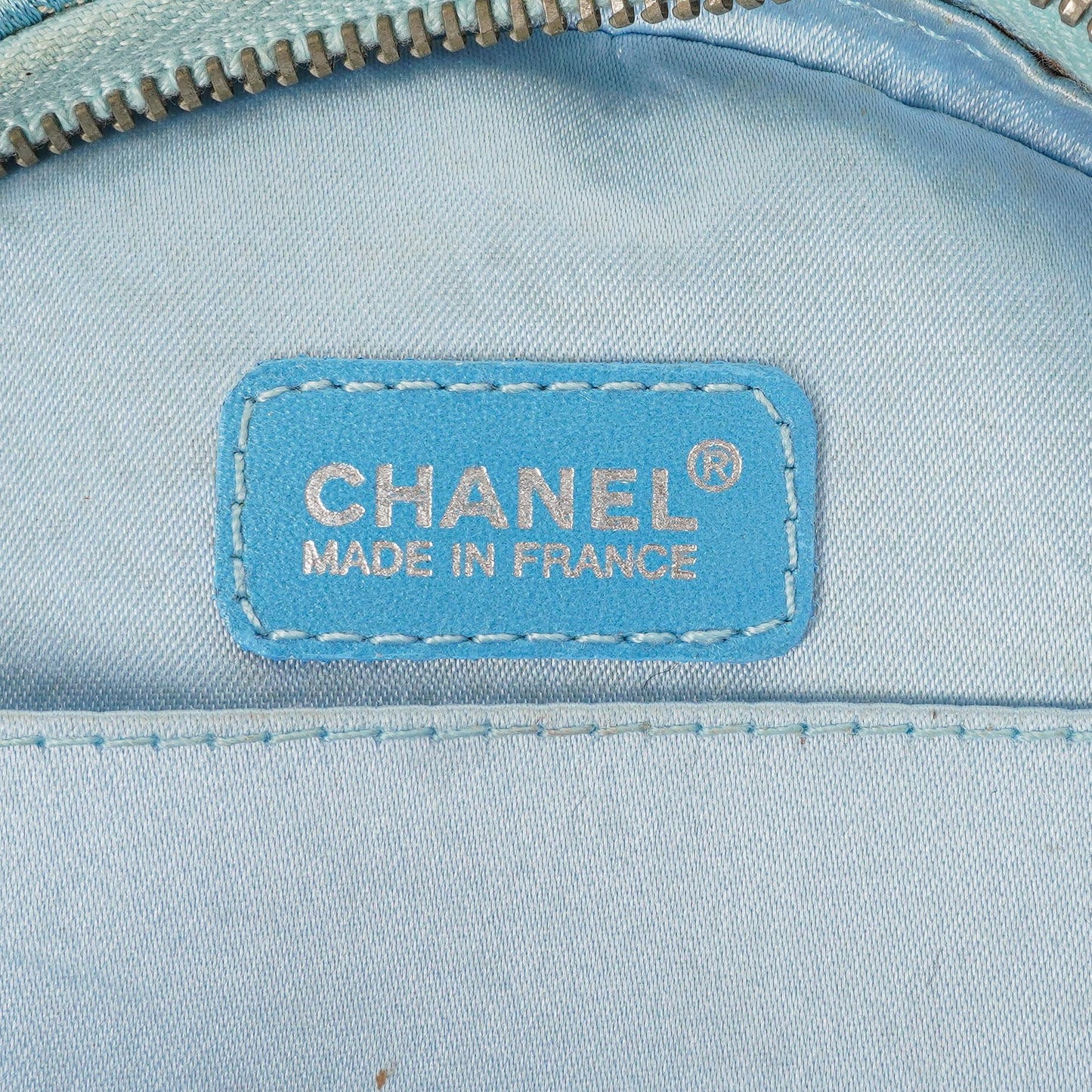 Chanel Nylon Travel Round Blue Pouch, 2002-2003