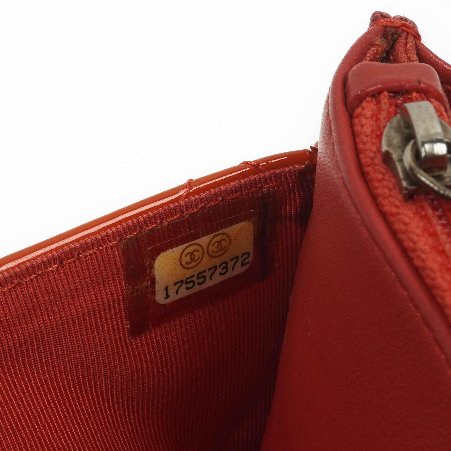 Chanel Wallet On Chain WOC Orange Quilted Patent Leather With Pink CC Logo And Silver Hardware