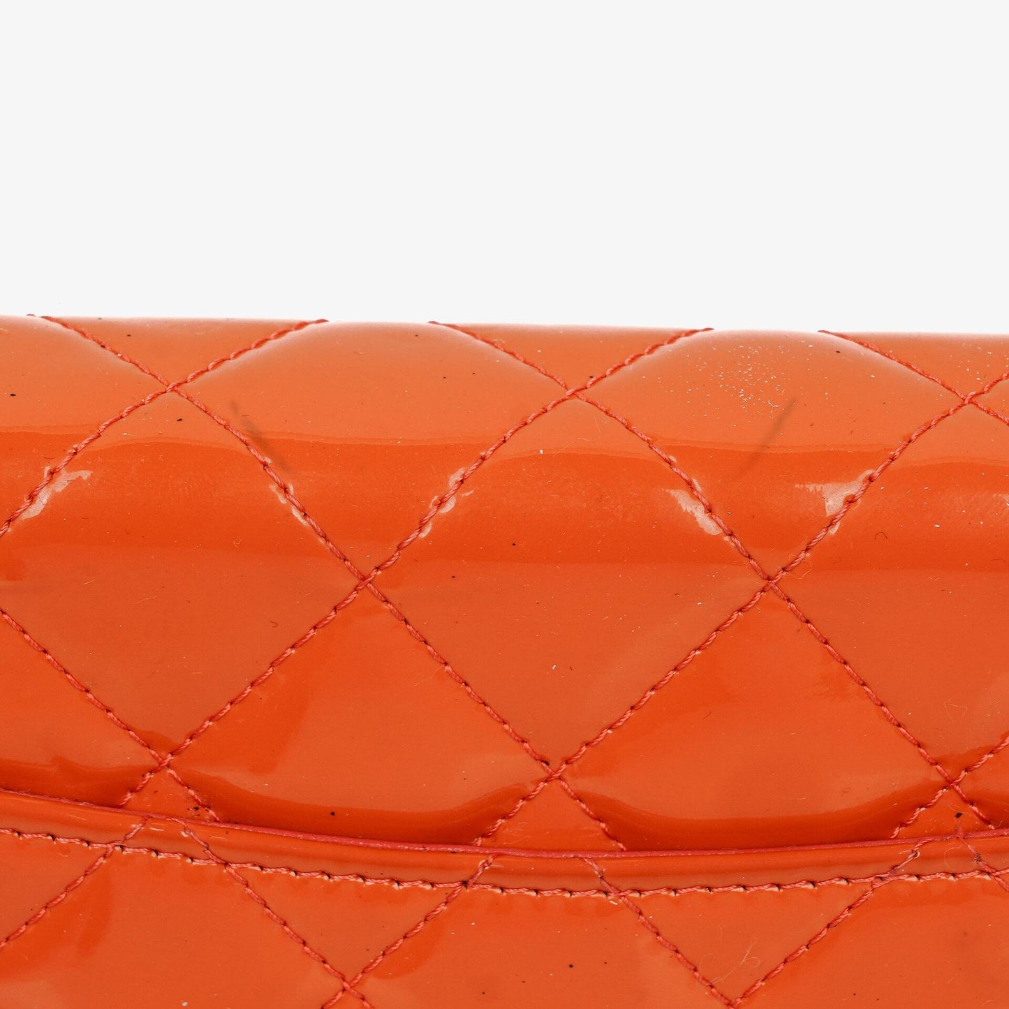 Chanel Orange Quilted Patent Leather Wallet On Chain WOC