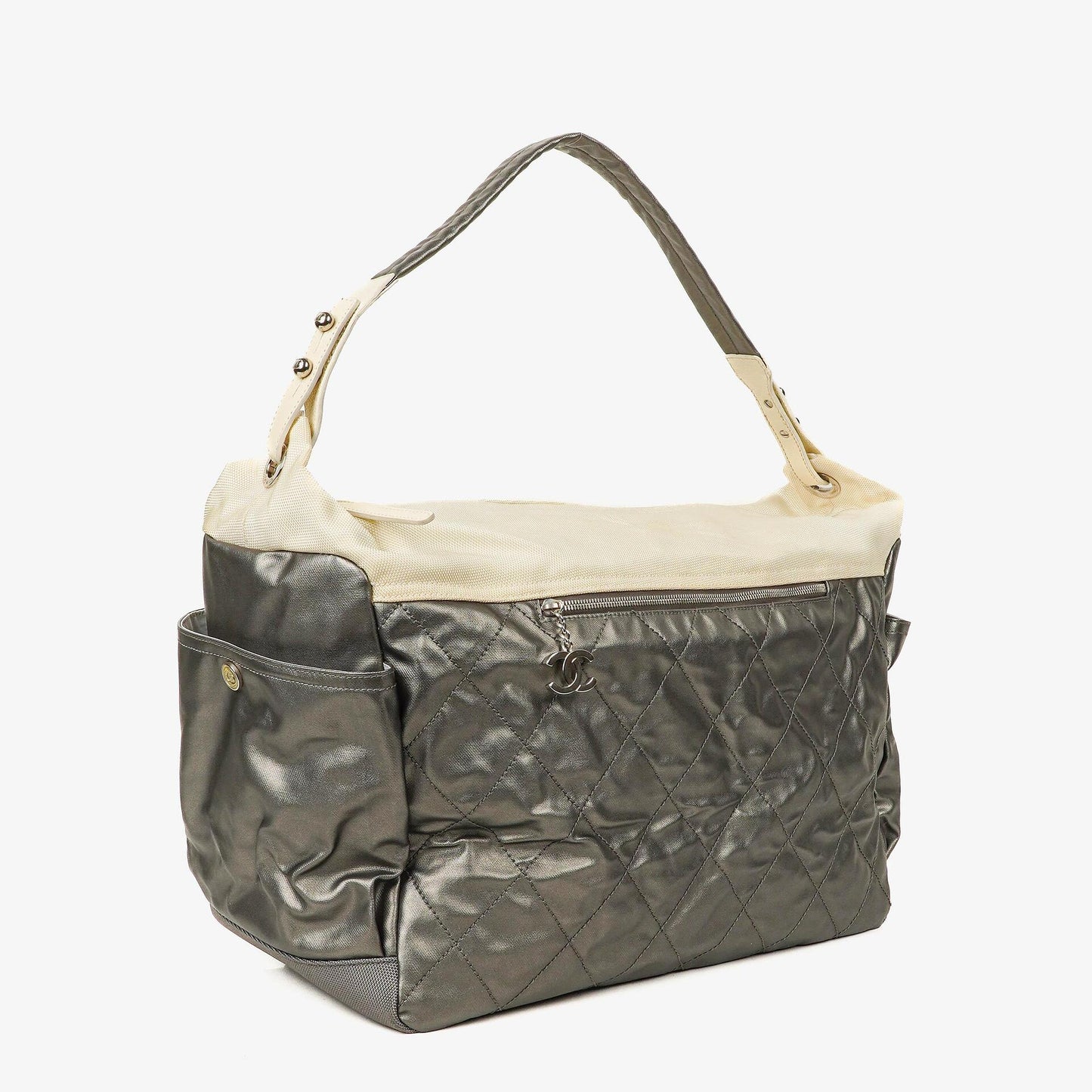 Chanel Paris-Biarritz Silver and Cream Large Hobo Bag