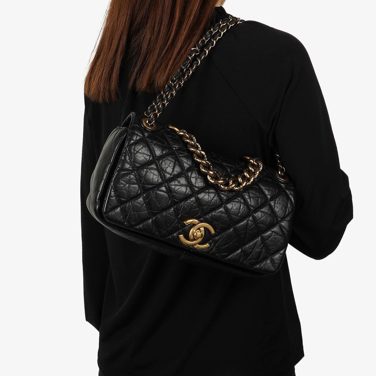 Chanel Paris-Bombay Aged Quilted Calfskin Flap Bag