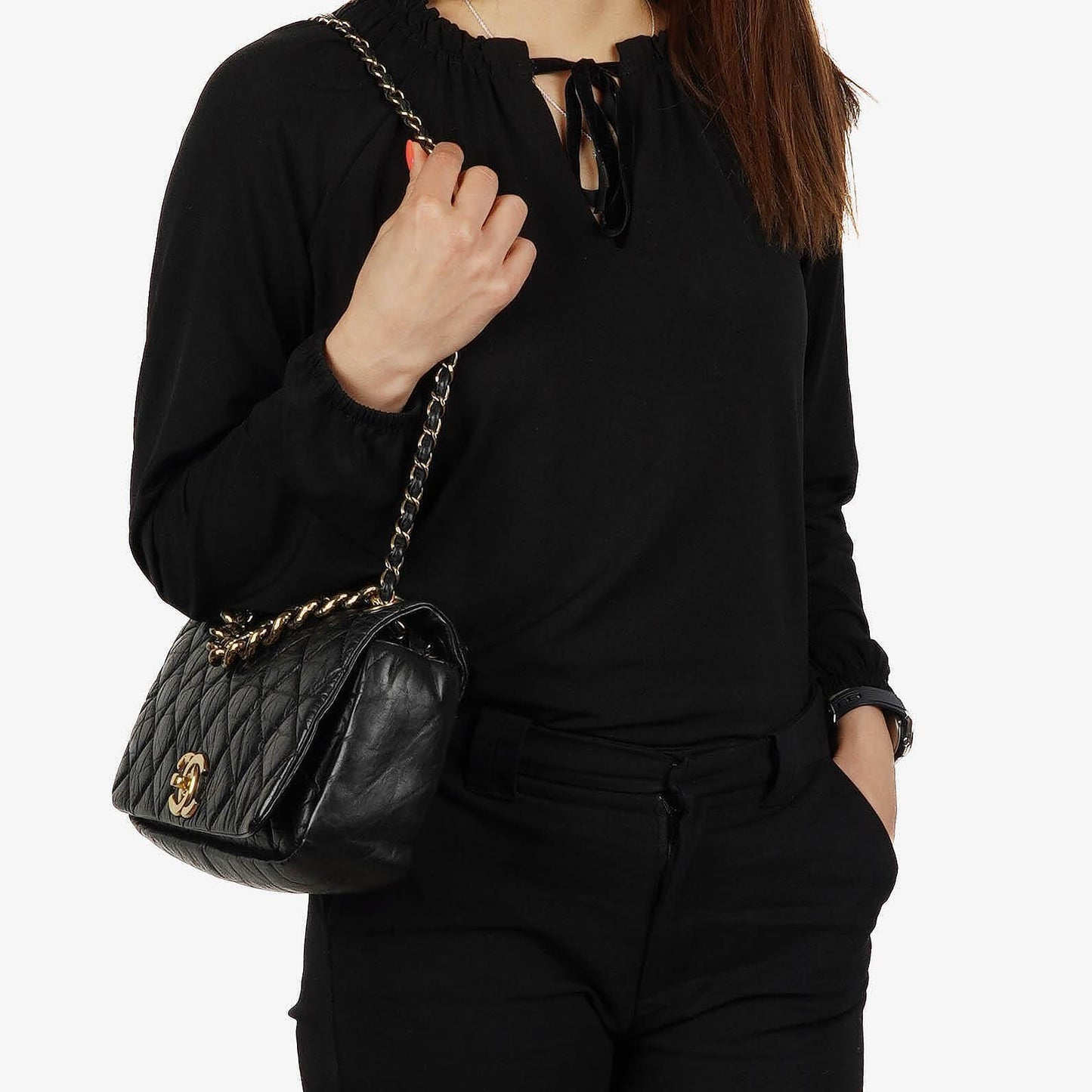 Chanel Paris-Bombay Aged Quilted Calfskin Flap Bag