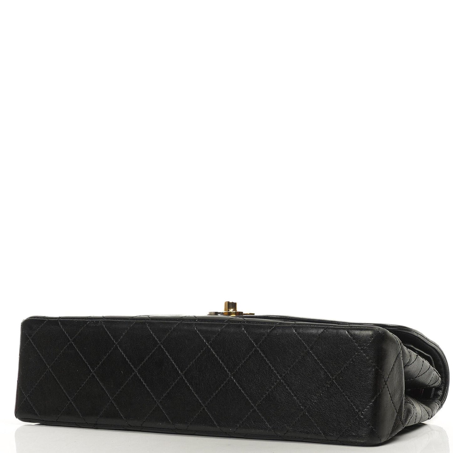 Chanel Paris Classic Medium Double Flap Bag Black Quilted Lambskin With Gold & Silver Tone Combo Hardware