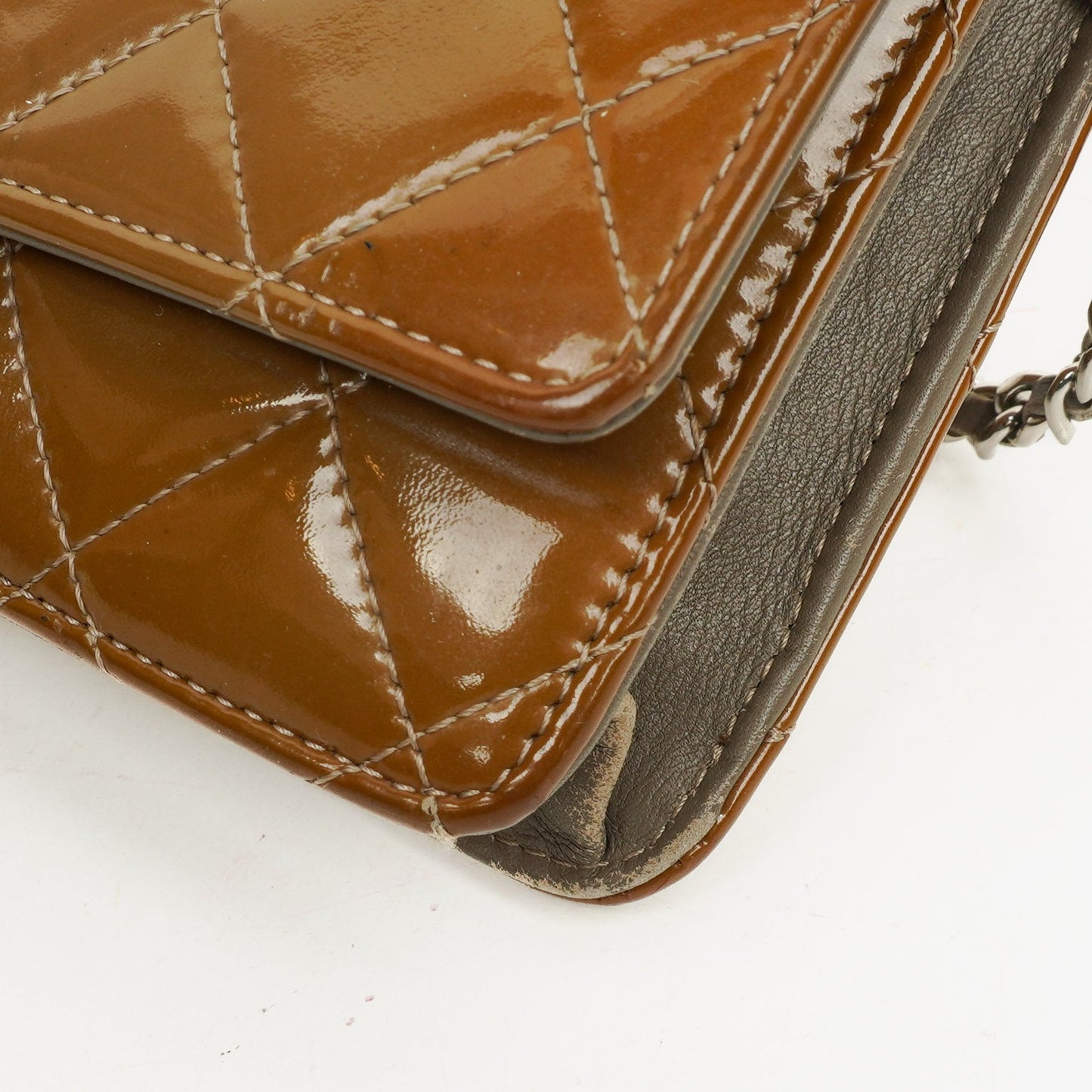 Chanel Patent Quilted Wallet On Chain WOC