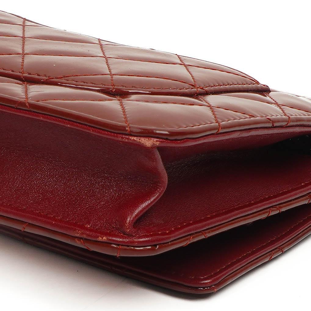 Chanel Patent Quilted Wallet On Chain WOC Red