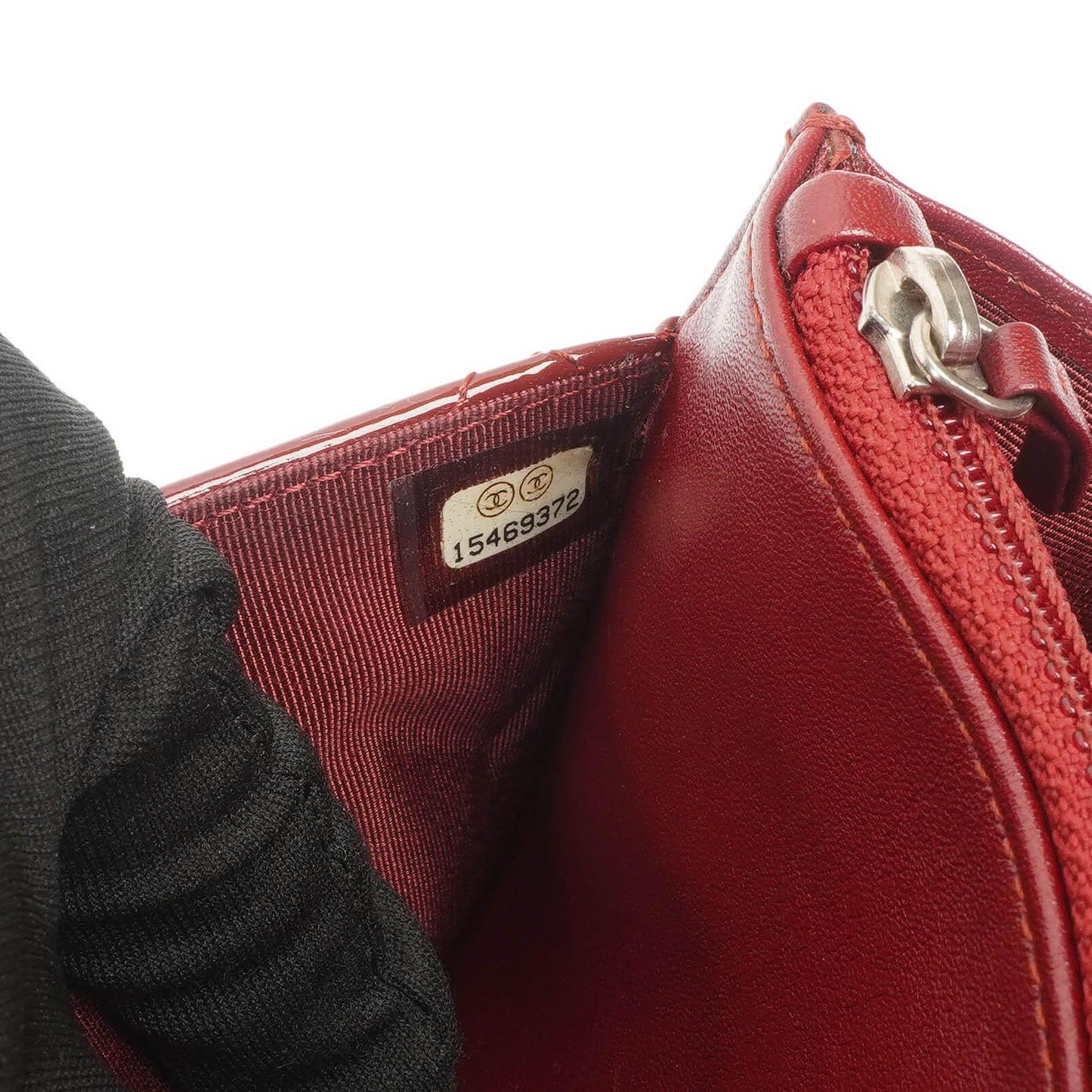 Chanel Patent Quilted Wallet On Chain WOC Red