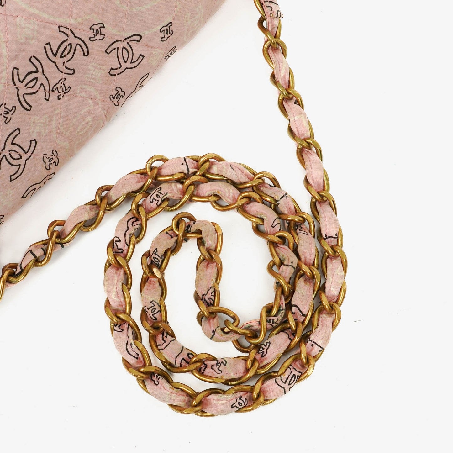 Chanel Pink Bandana Canvas Maxi Single Flap Shoulder Bag