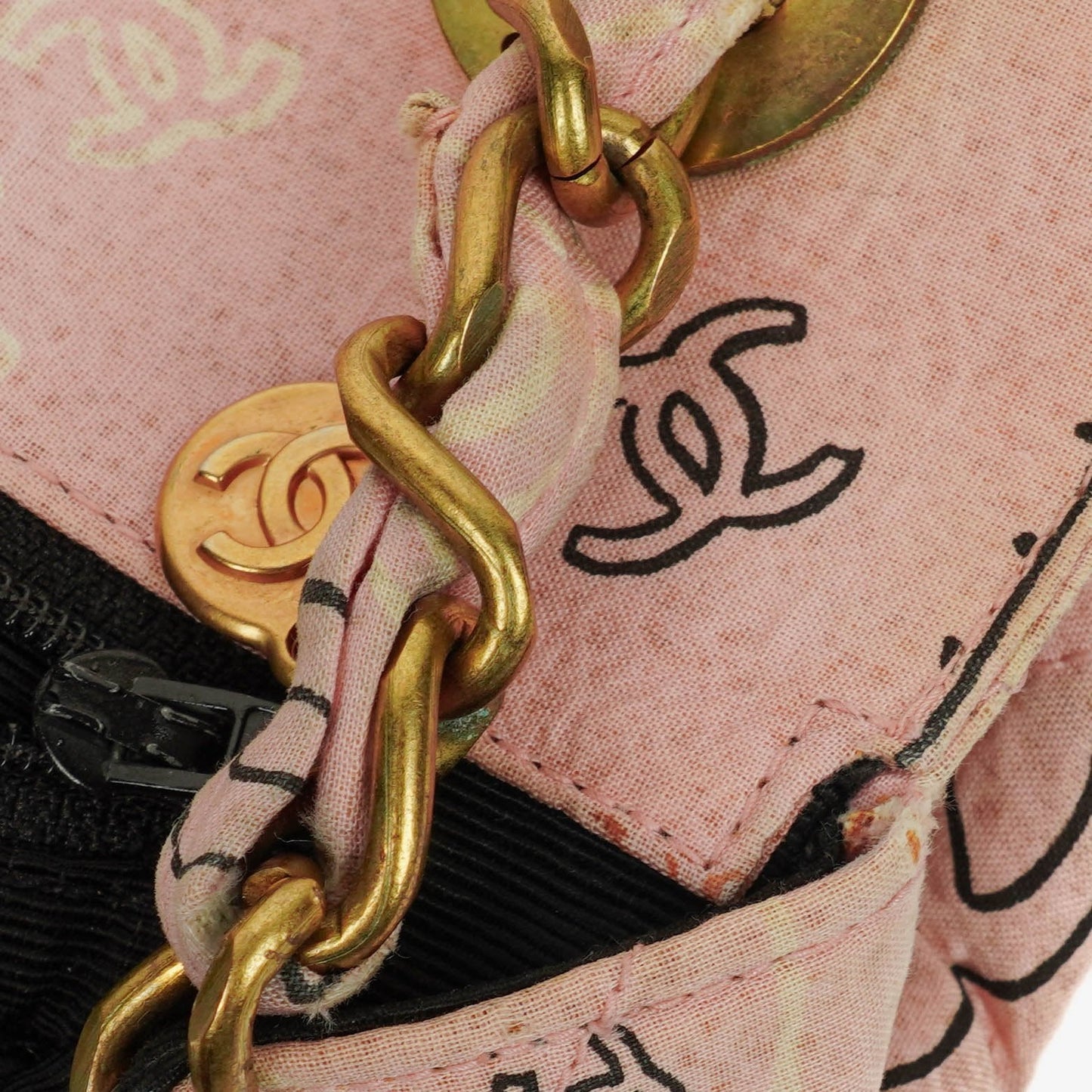 Chanel Pink Bandana Canvas Maxi Single Flap Shoulder Bag