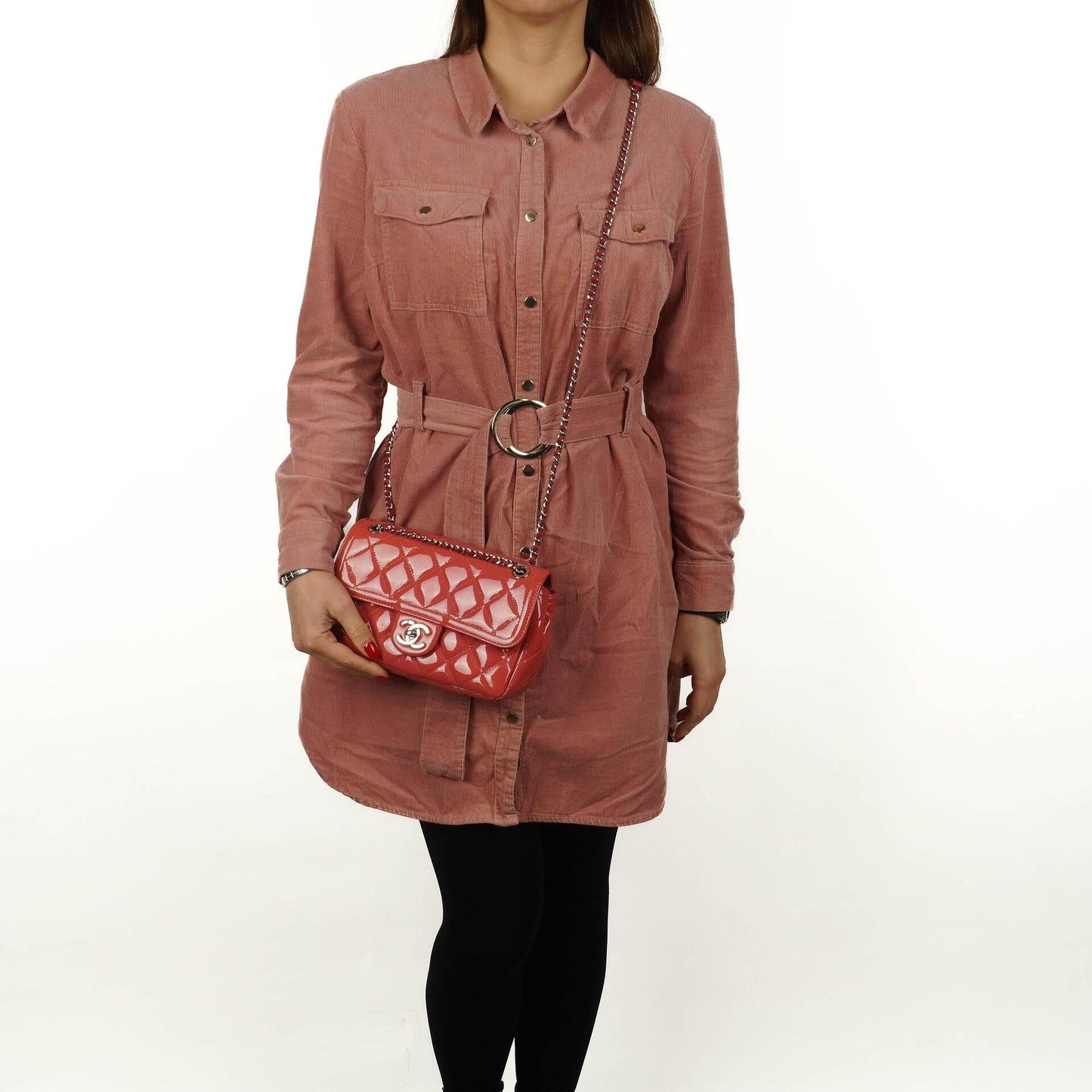 Chanel Pink Patent Calfskin Classic Mini Flap Bag