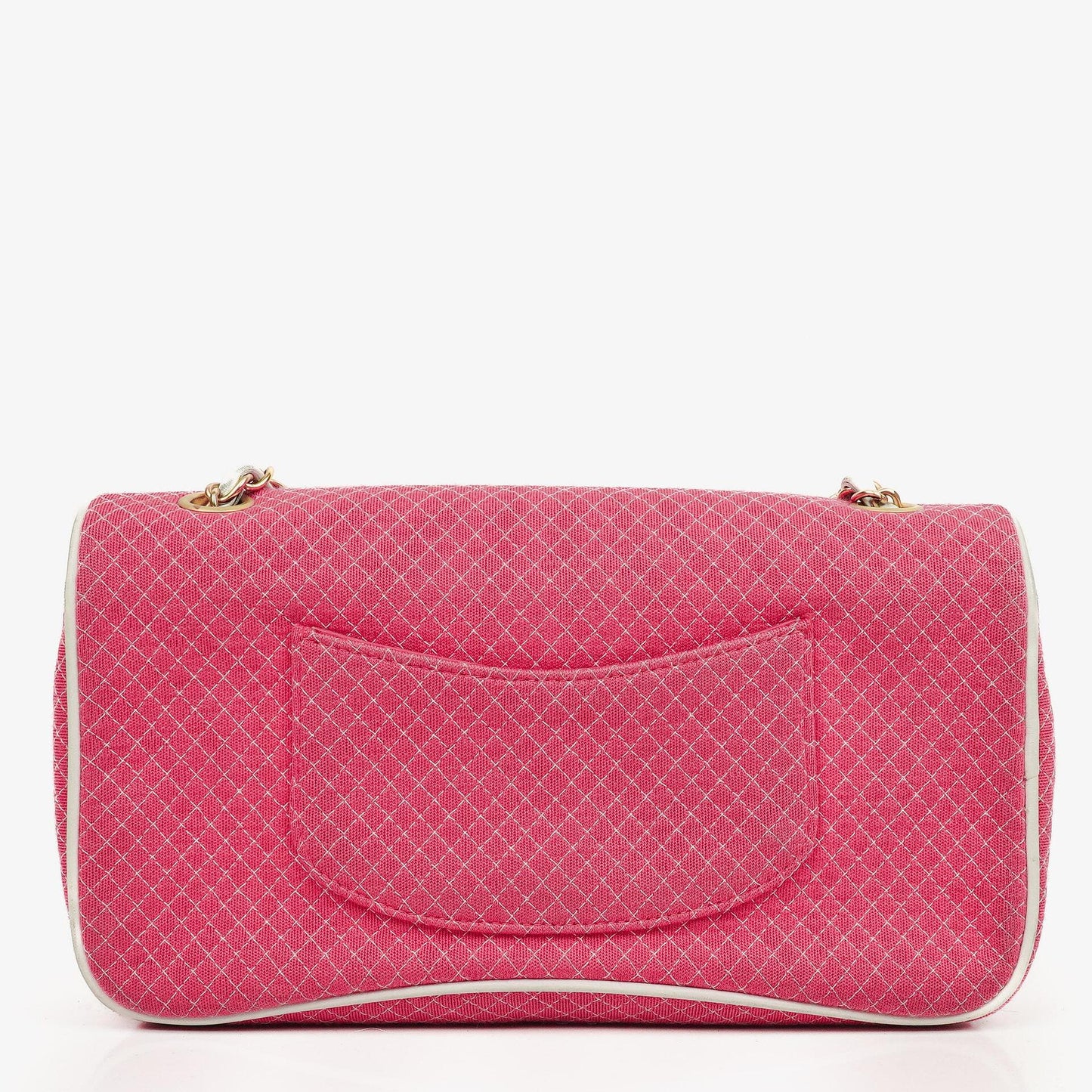 Chanel Quilted Jersey Pink White Single Flap Bag