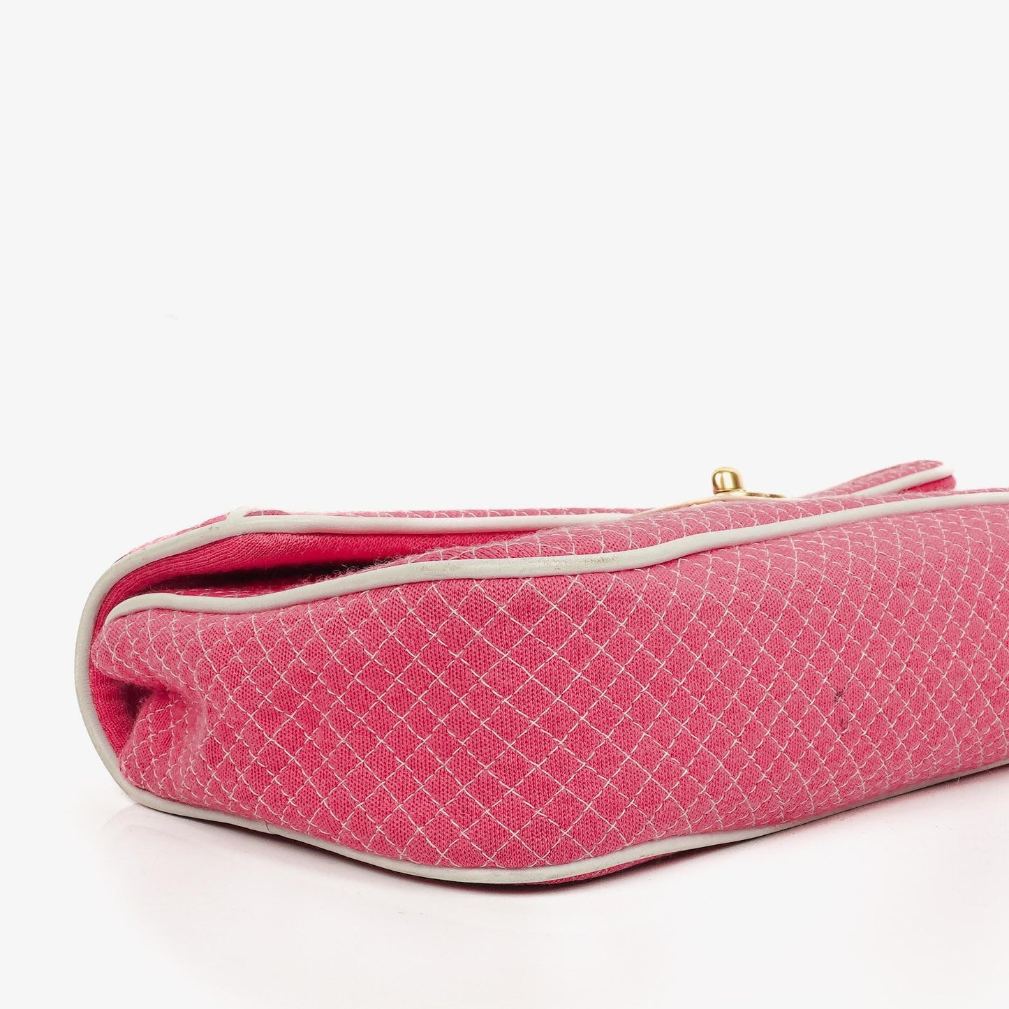 Chanel Quilted Jersey Pink White Single Flap Bag