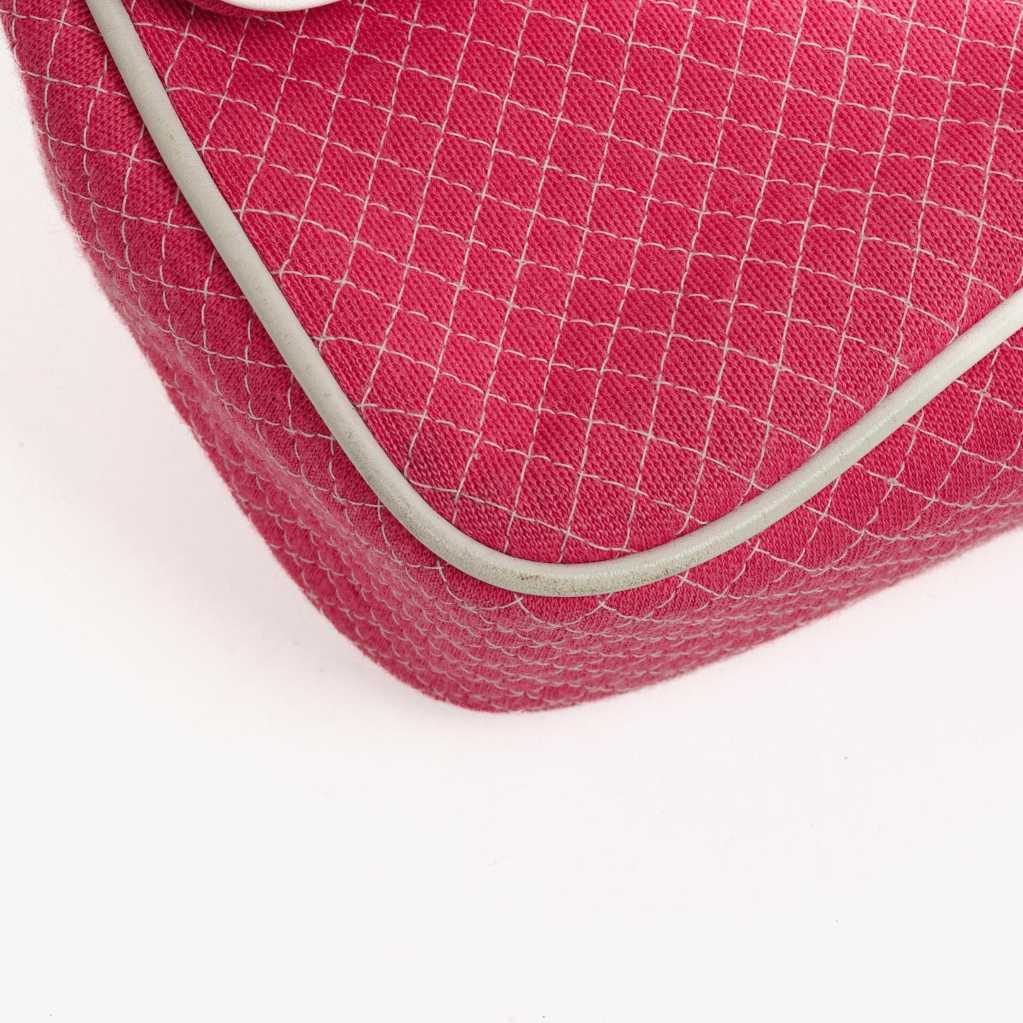 Chanel Quilted Jersey Pink White Single Flap Bag