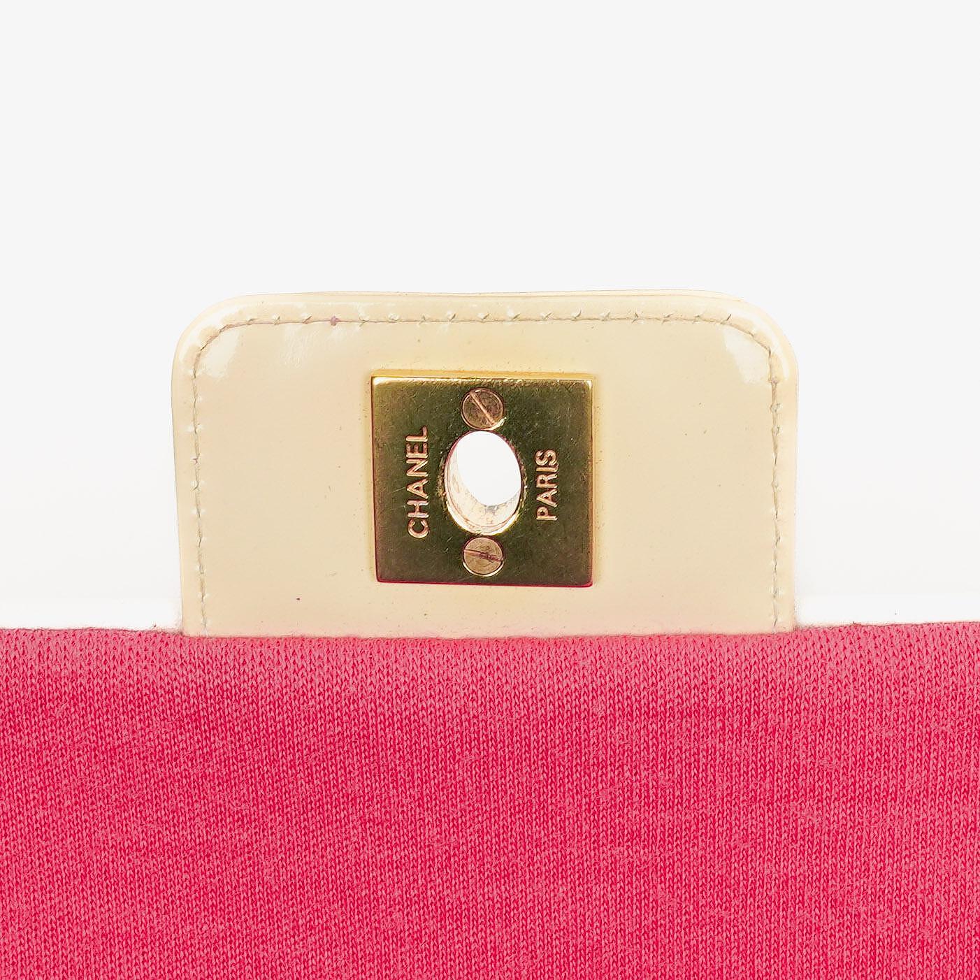 Chanel Quilted Jersey Pink White Single Flap Bag