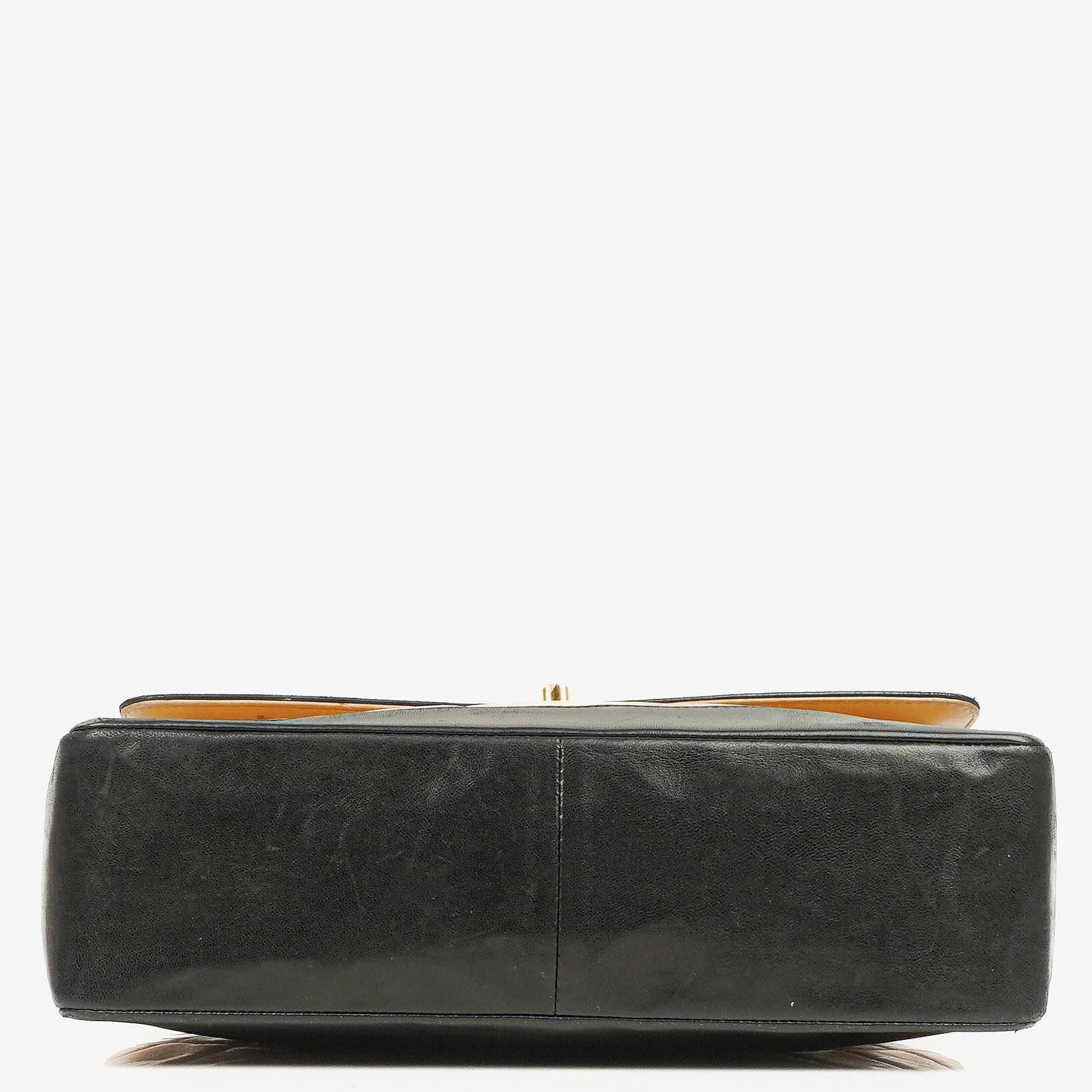 Chanel Quilted Lambskin Beige Black Single Flap