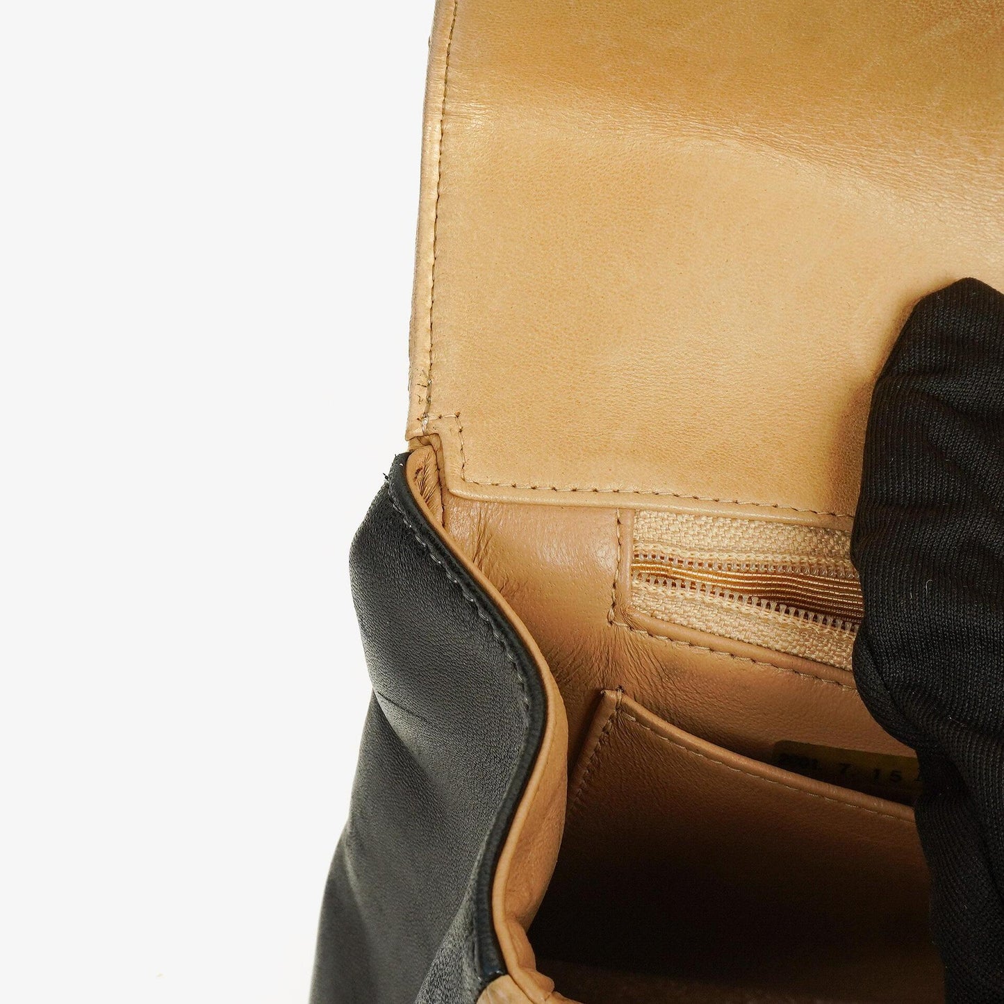 Chanel Quilted Lambskin Beige Black Single Flap