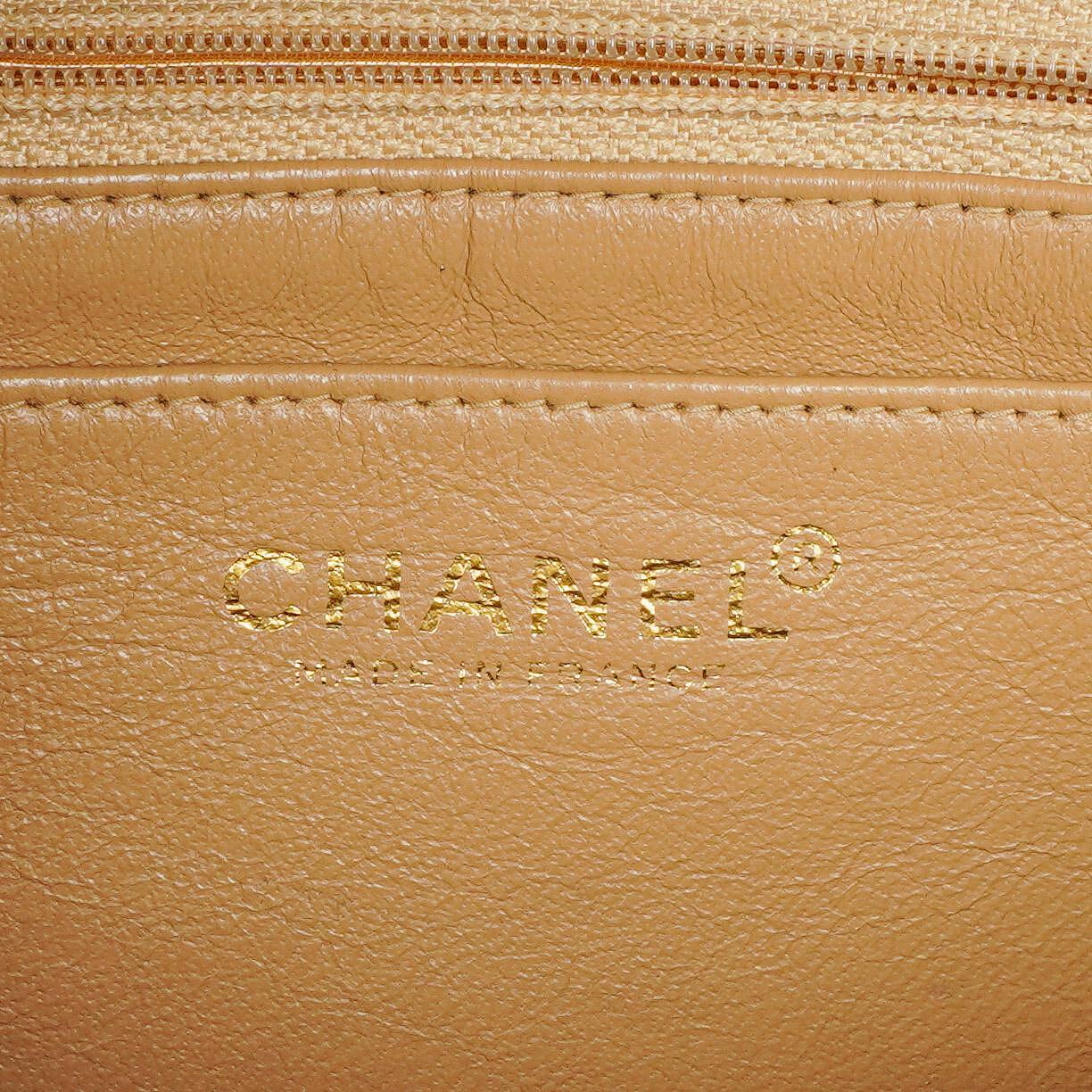 Chanel Quilted Lambskin Beige Black Single Flap