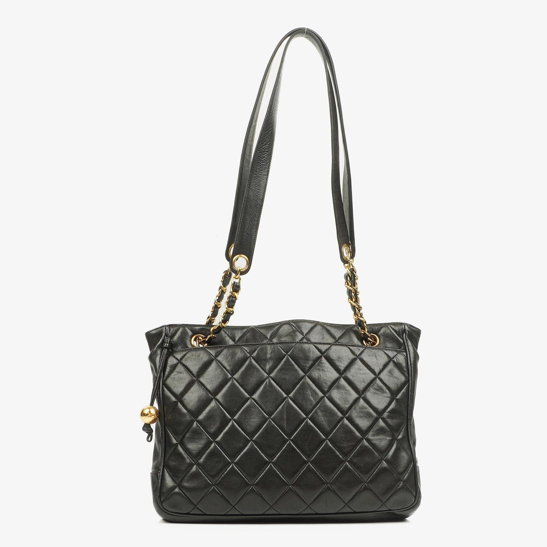 Chanel Quilted Lambskin Shopping Tote Black