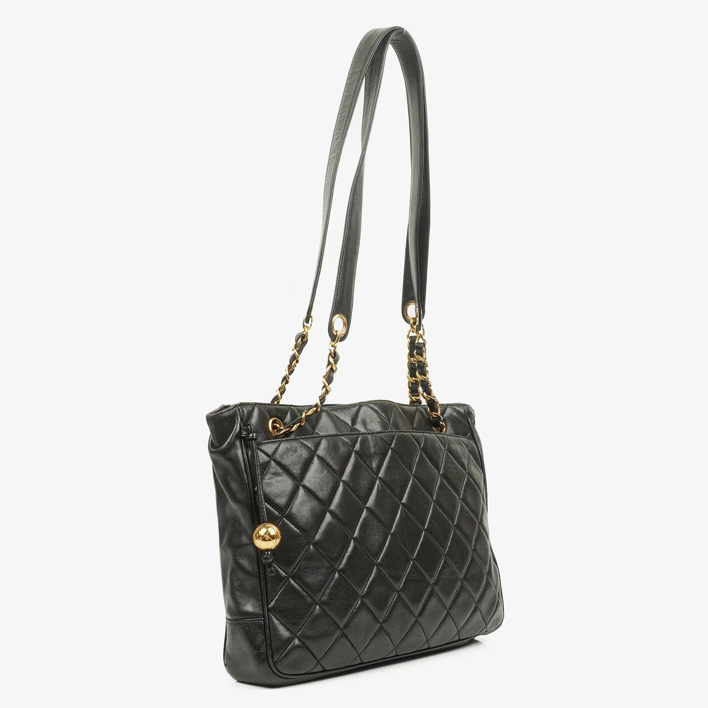 Chanel Quilted Lambskin Shopping Tote Black