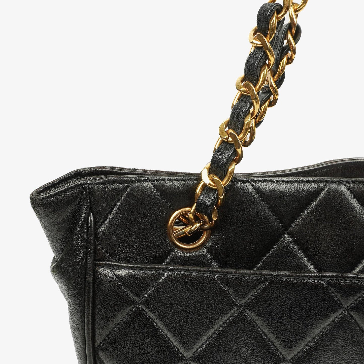Chanel Quilted Lambskin Shopping Tote Black