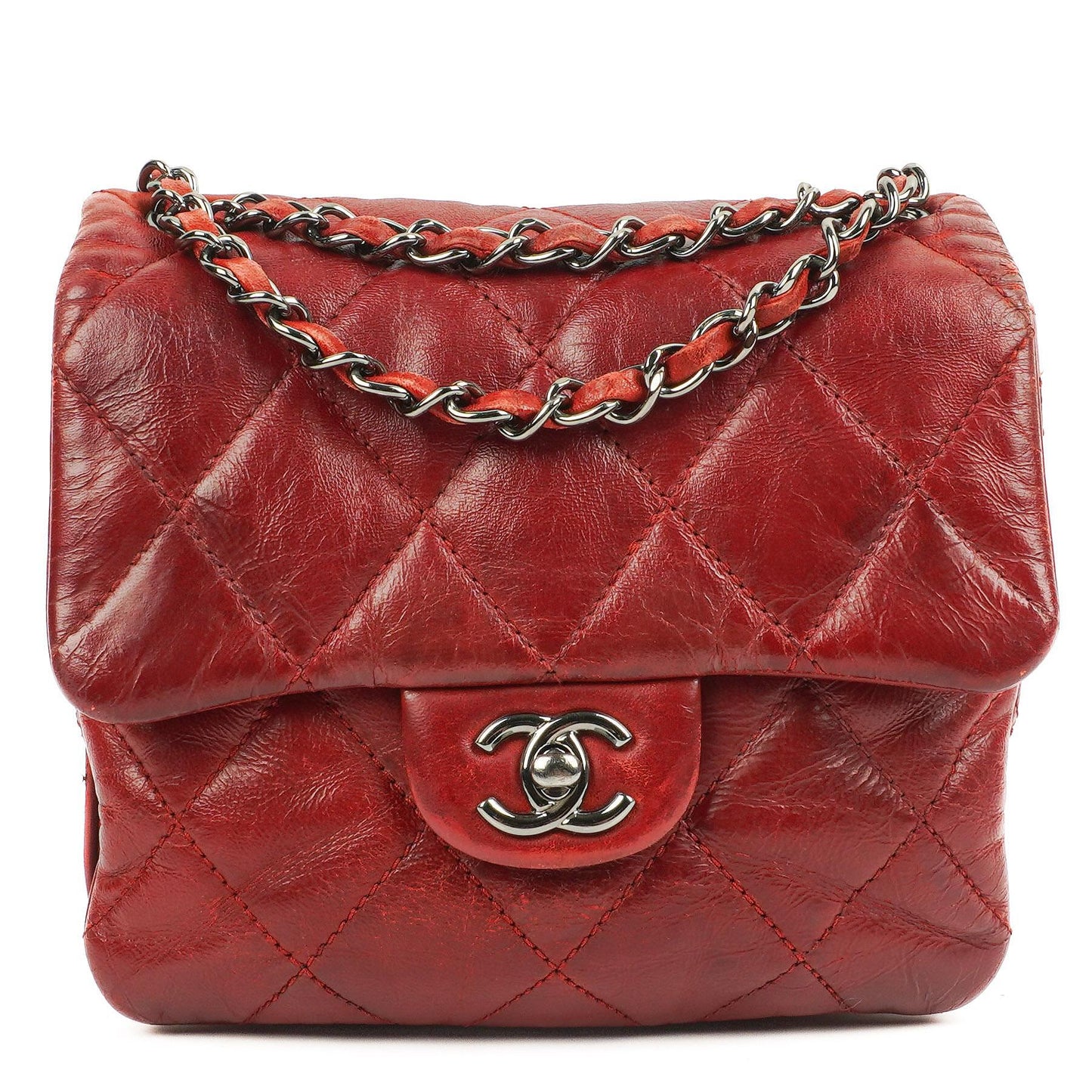 Chanel Quilted Leather Red Mini Chanel 3 Flap Bag