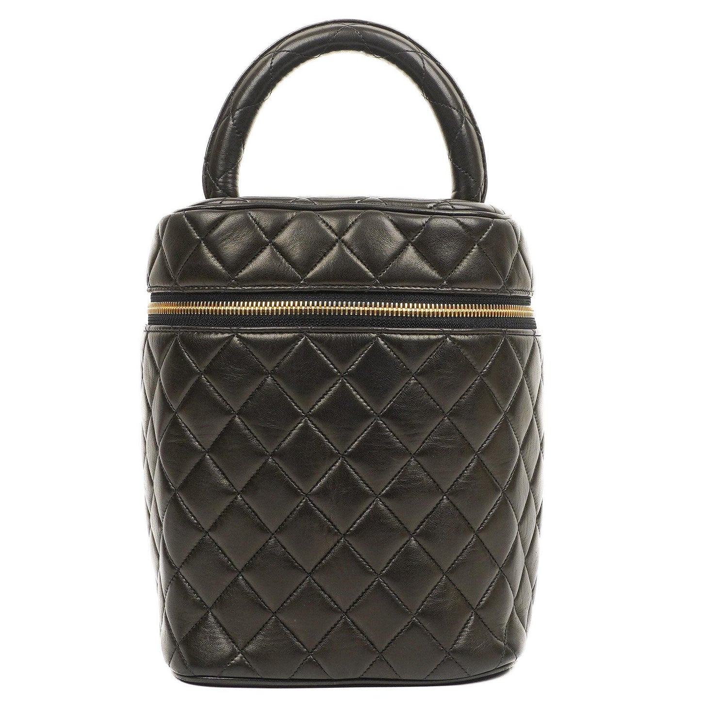 Chanel Dark Brown Quilted Leather Vanity Case