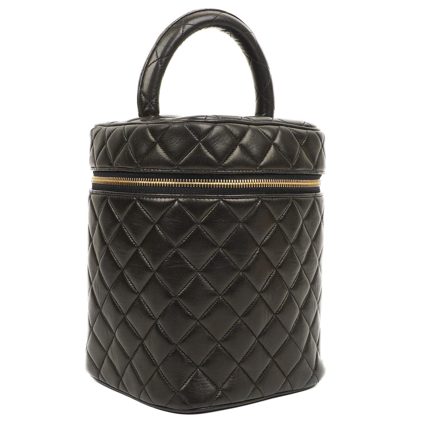 Chanel Dark Brown Quilted Leather Vanity Case