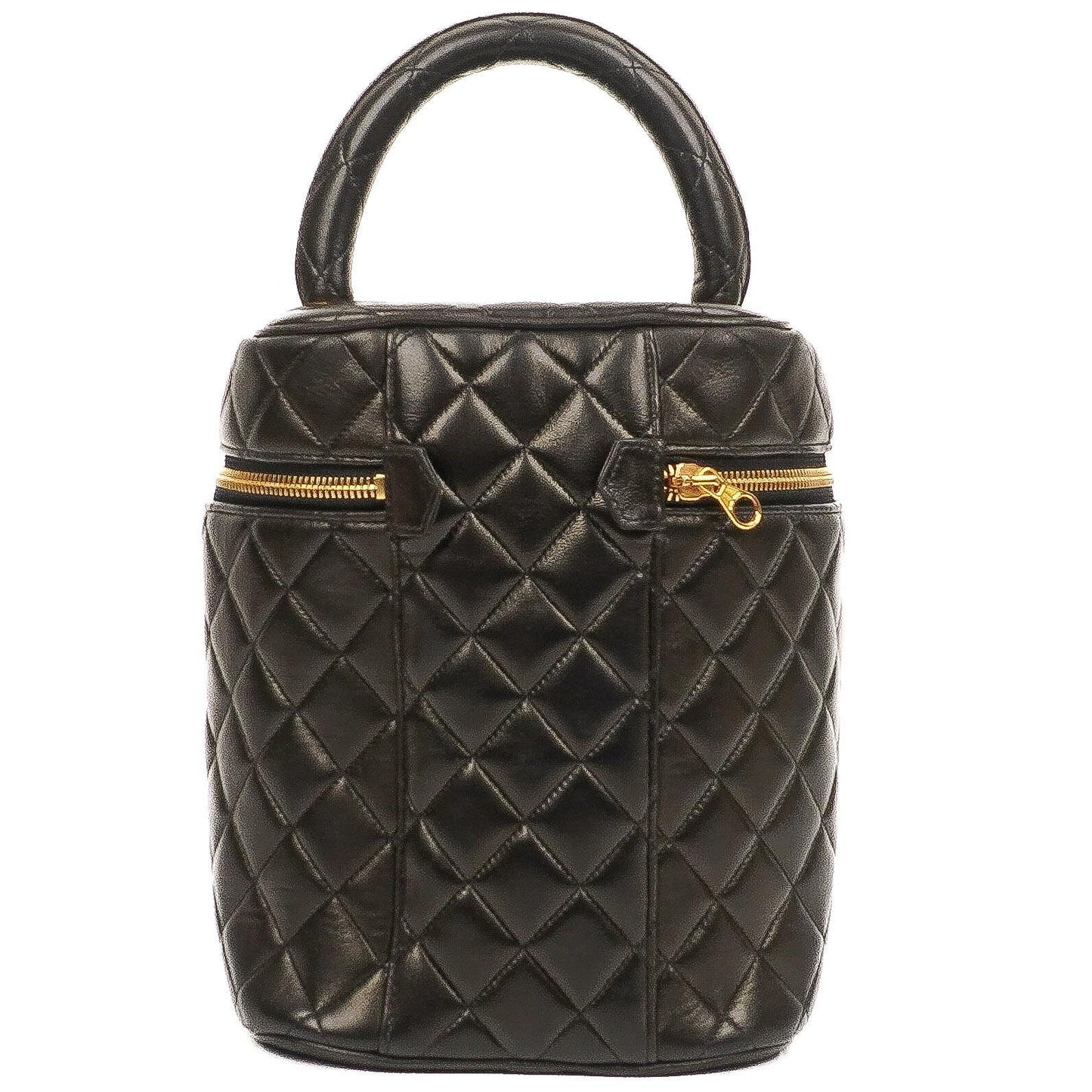 Chanel Dark Brown Quilted Leather Vanity Case