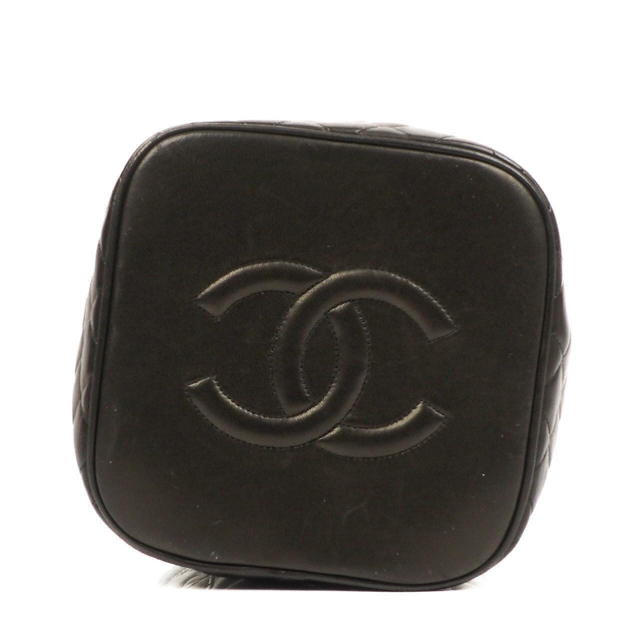Chanel Dark Brown Quilted Leather Vanity Case